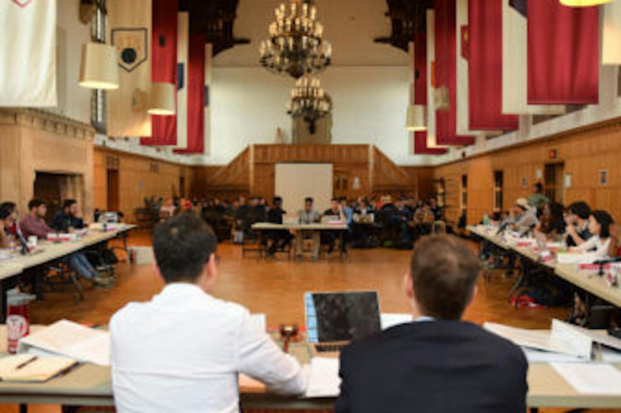 S.A. members tabled a resolution at the end of a hectic and contentious three-hour meeting on Thursday, April 12, 2018.