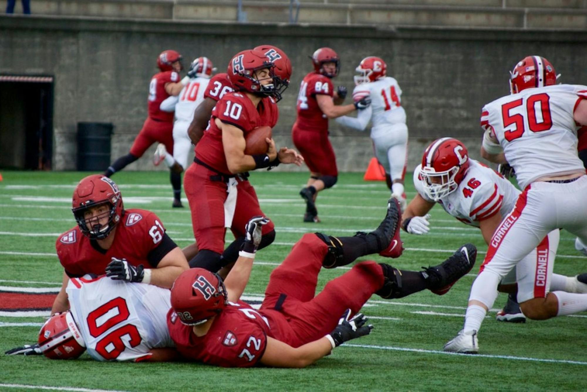 Harvard only outscored Cornell in one quarter — but that strong second quarter carried the Crimson to victory.