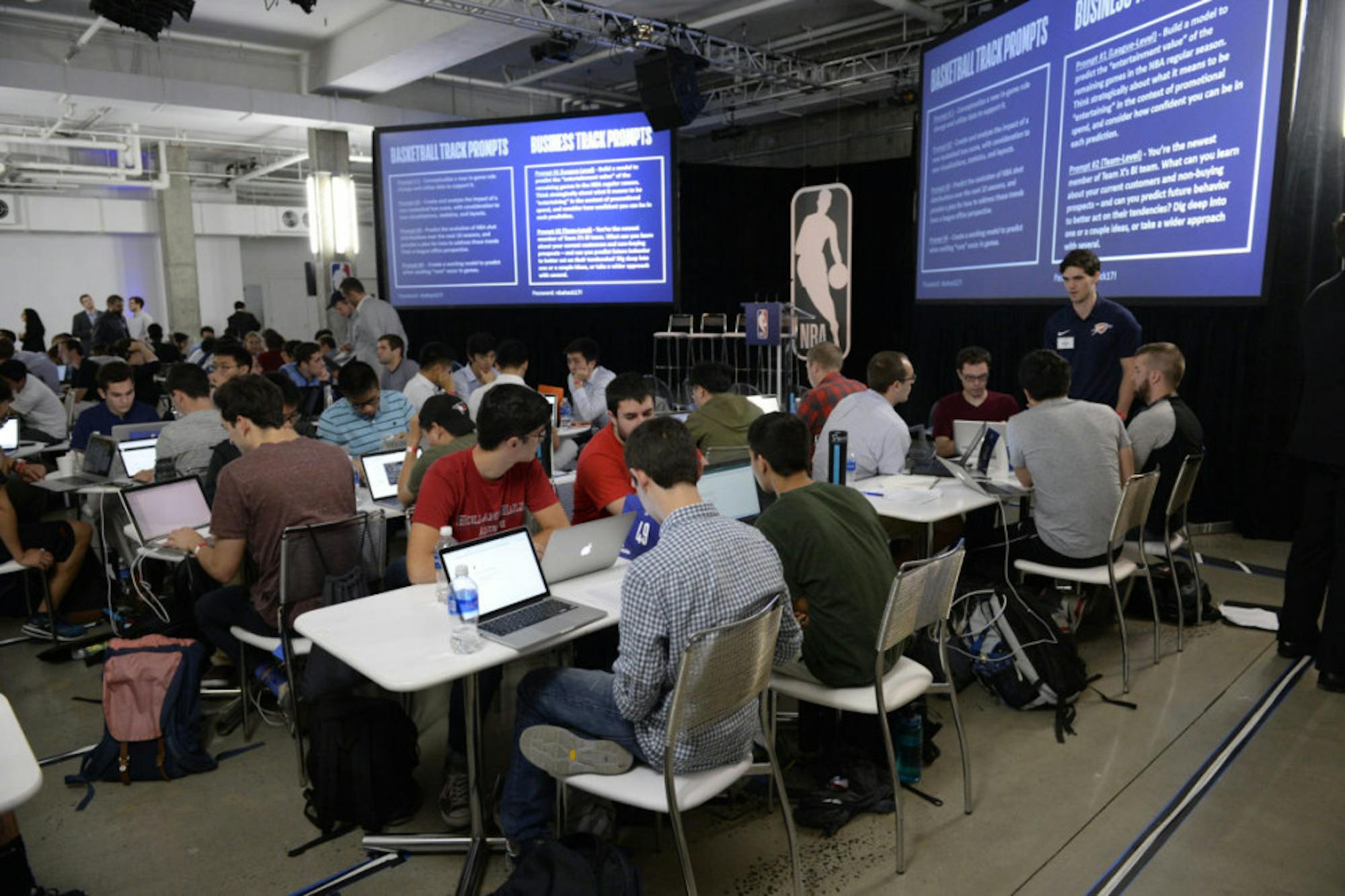 Students partake in the 2017 NBA Hackathon. Three Cornellians were in attendance, among other participants from the Ivy League.