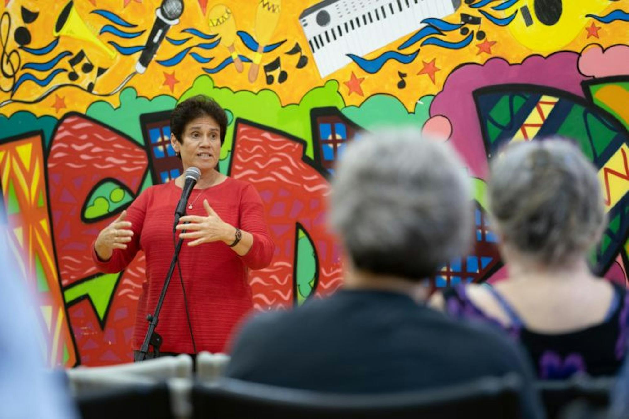 Tracy Mitrano, J.D. ’95, Democratic candidate for the 23rd Congressional District of New York, hosted an open forum at the Southside Community Center in downtown Ithaca on Friday. (Ben Parker / Sun Staff Photographer)