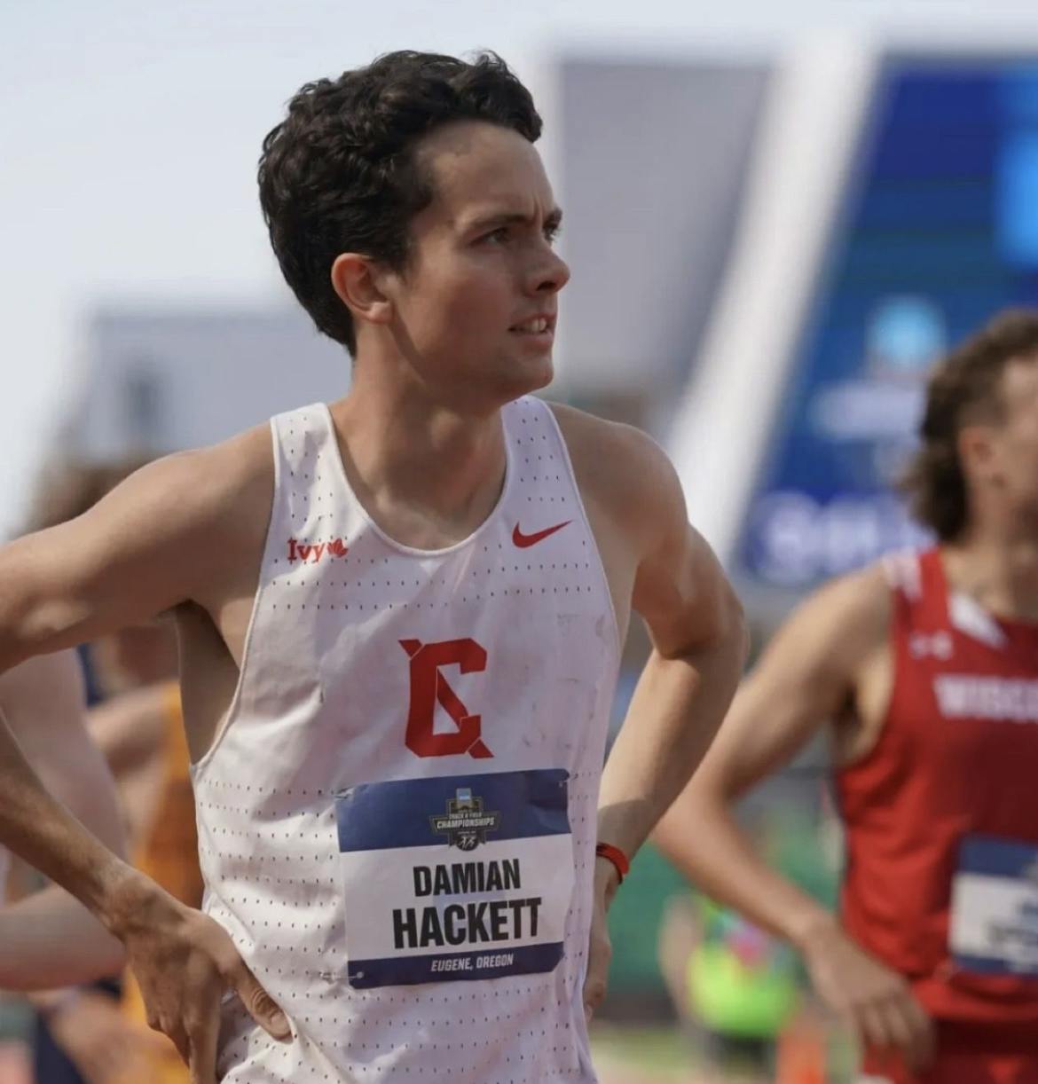Damian Hackett '25 will compete is his last collegiate race on Friday, representing Cornell at the NCAA 1500m Final Championship in Eugene, Oregon (Photo by Andrew Brown). 
