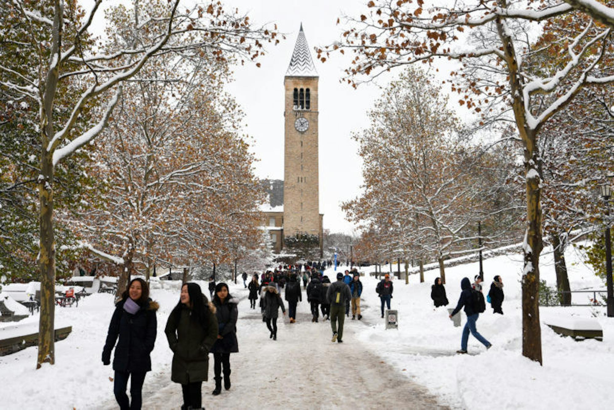 Despite many students' hopes for a snow day, classes continued as usual on Friday after a winter storm Thursday night. (Boris Tsang / Sun Assistant Photography Editor)