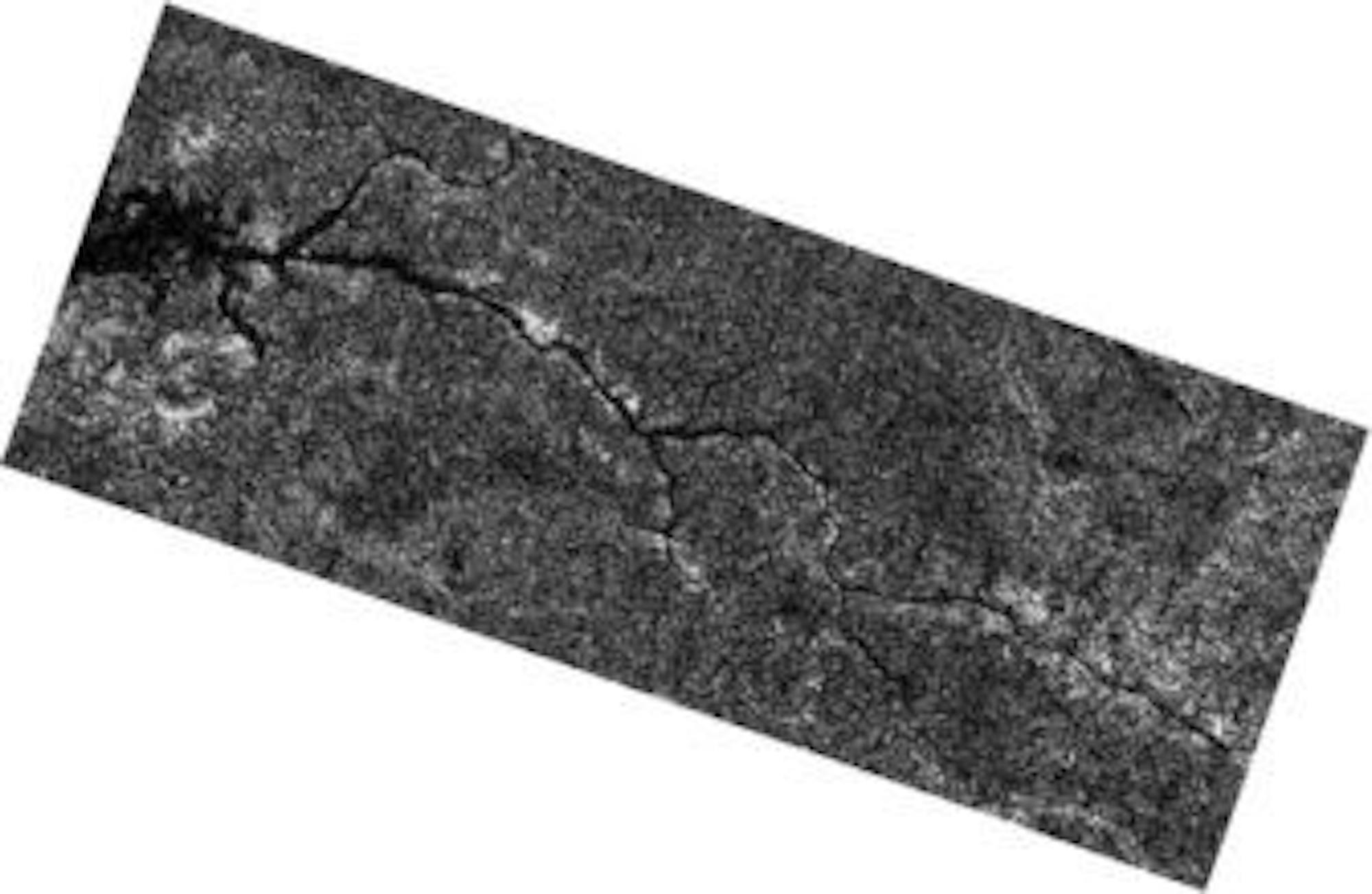 LIquid methane fills canyons on Titan's surface