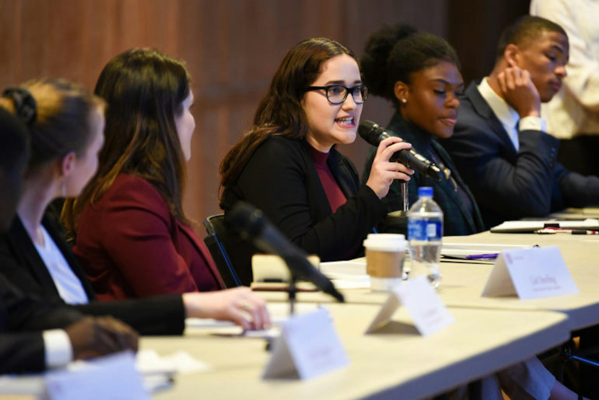 Ten candidates for Student Trustee fielded questions concerning everything from Greek reforms to mental health at a debate on Wednesday. (Boris Tsang / Sun Photography Editor)