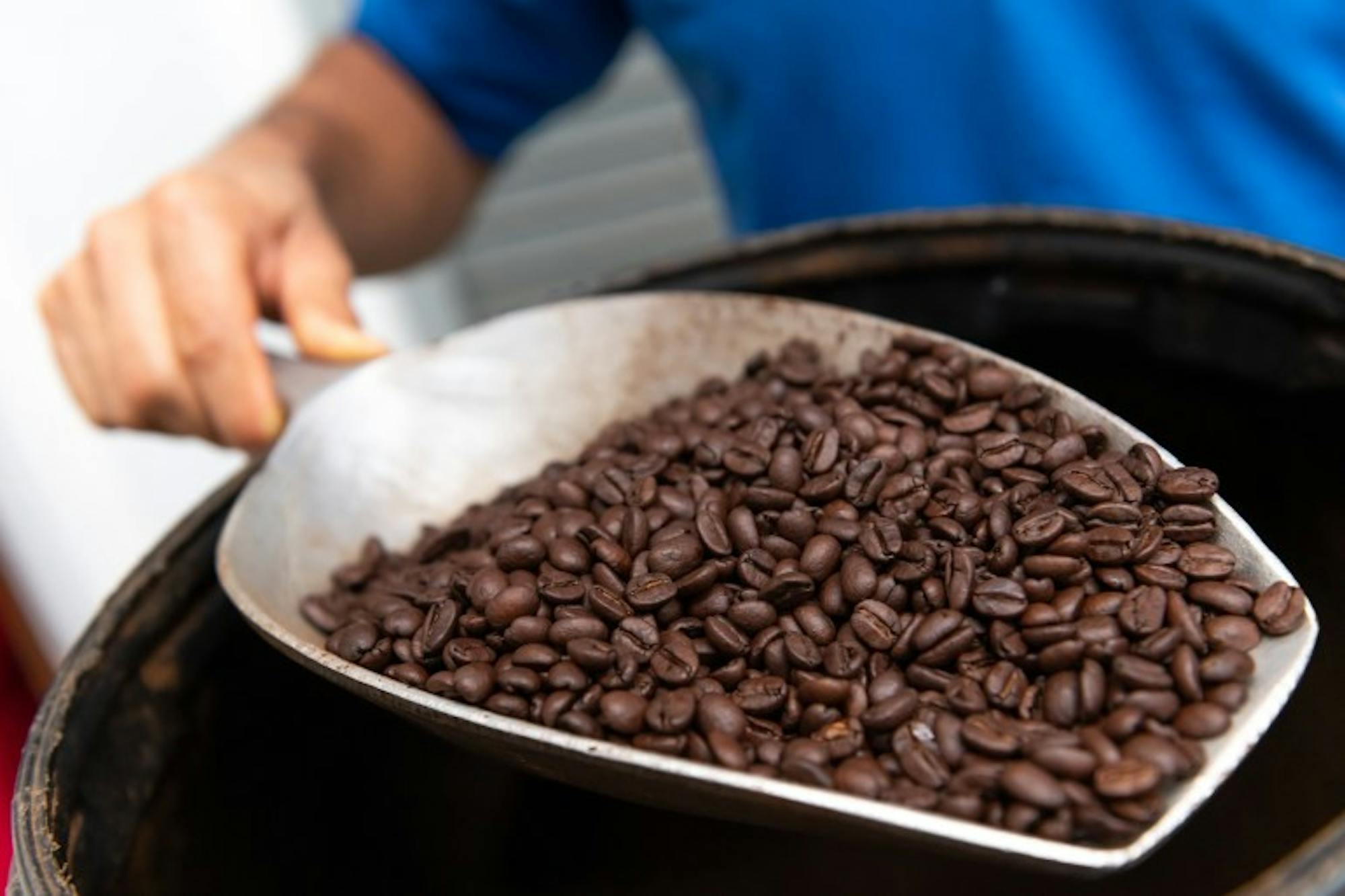A scoop of coffee beans.
