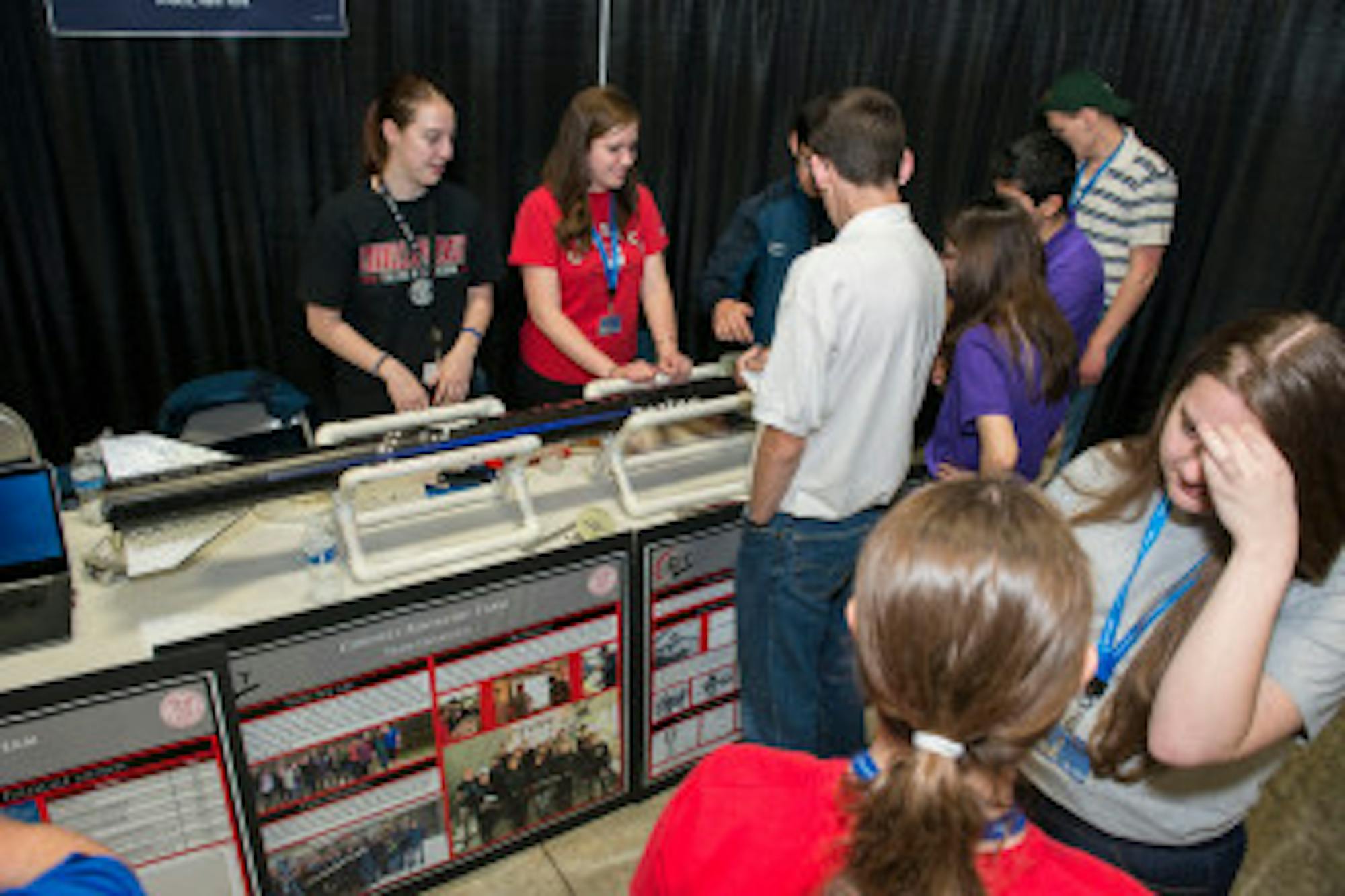 The Cornell Rocketry Team presents their designs at the NASA Student Launch Rocket Fair at last year's competition.
