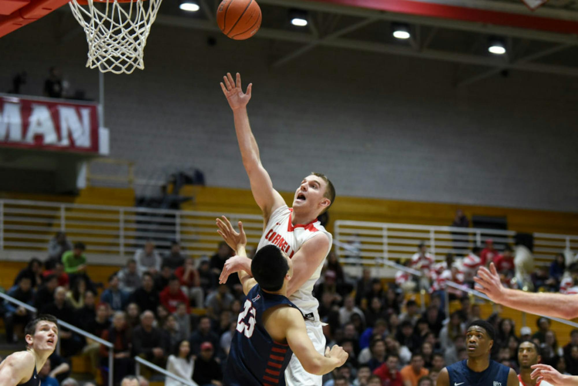Cornell trailed by a point with 2:28 to play, but finished the game on a 10-0 run to win.
