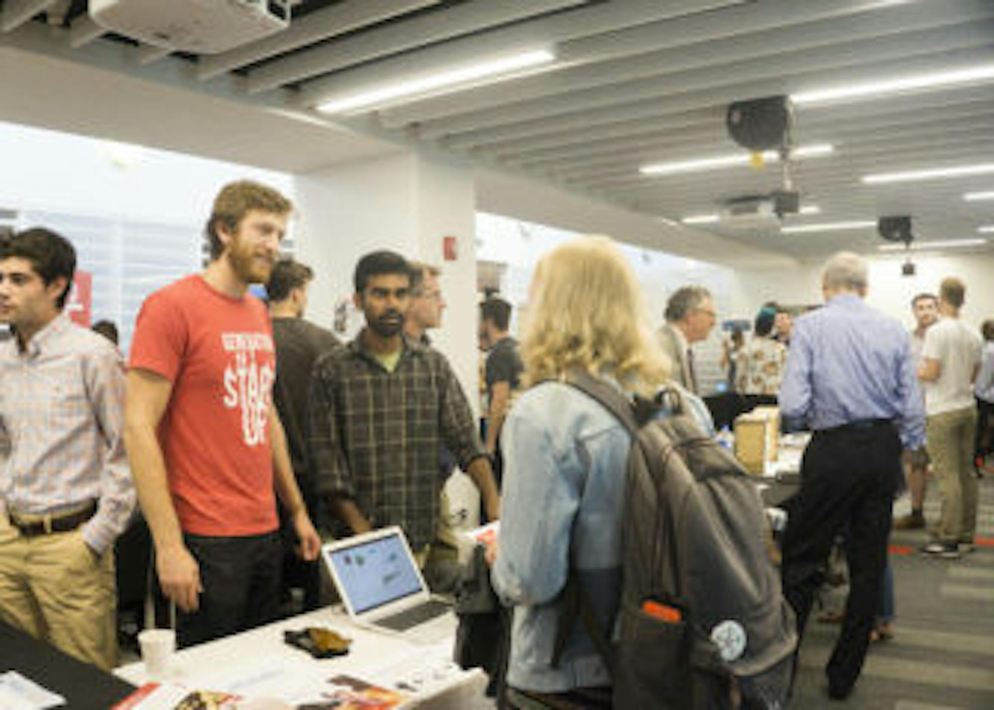 Generation StartUp member speaks to students at Entrepreneurship Kick Off in eHub Kenndy Hall on Sept.13.2017 by Yisu Zheng