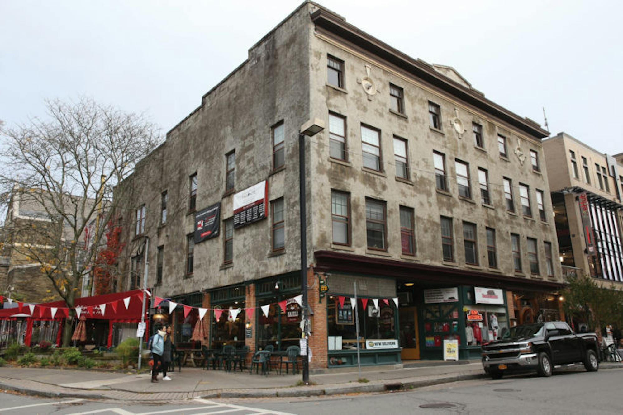 The Chacona Block, which is owned by Student Agencies and houses Collegetown Bagels.