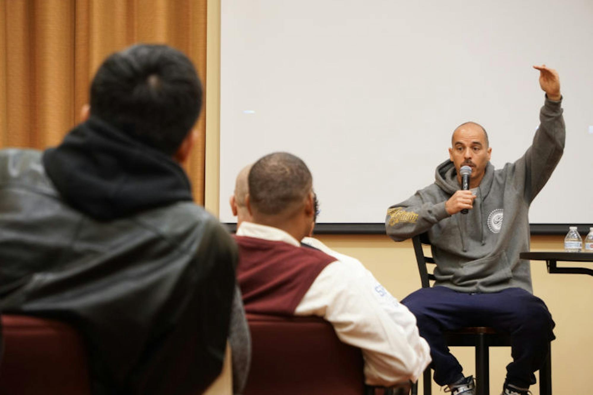 Hip-hop legend Bobbito García presented a self-directed autobiographical film at the Africana Research Center on Tuesday. (Michelle Yang / Sun Staff Photographer)