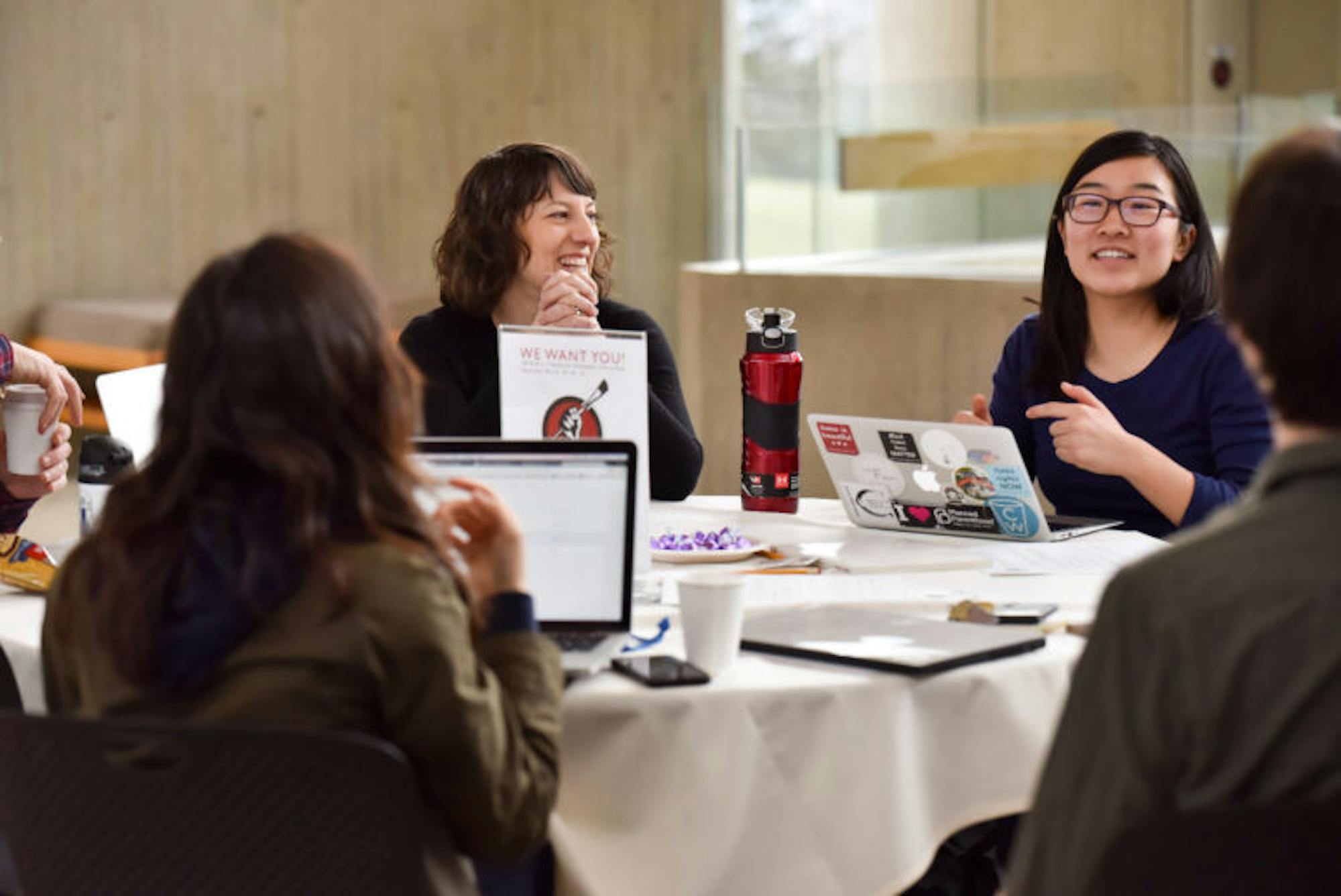 Students participated in the 2018 Art + Feminism Wikipedia edit-a-thon on Saturday.