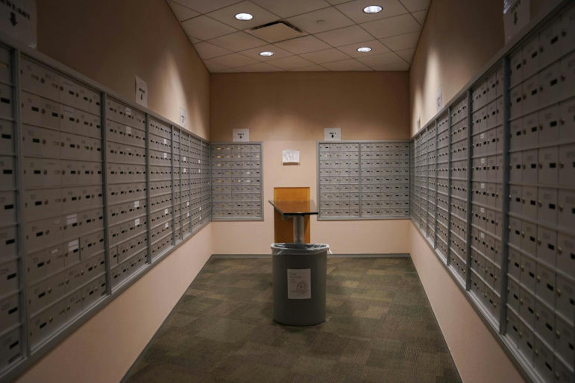 Soon, students will no longer pick up their mail in these mail boxes. Instead, they will receive notifications when they have mail.