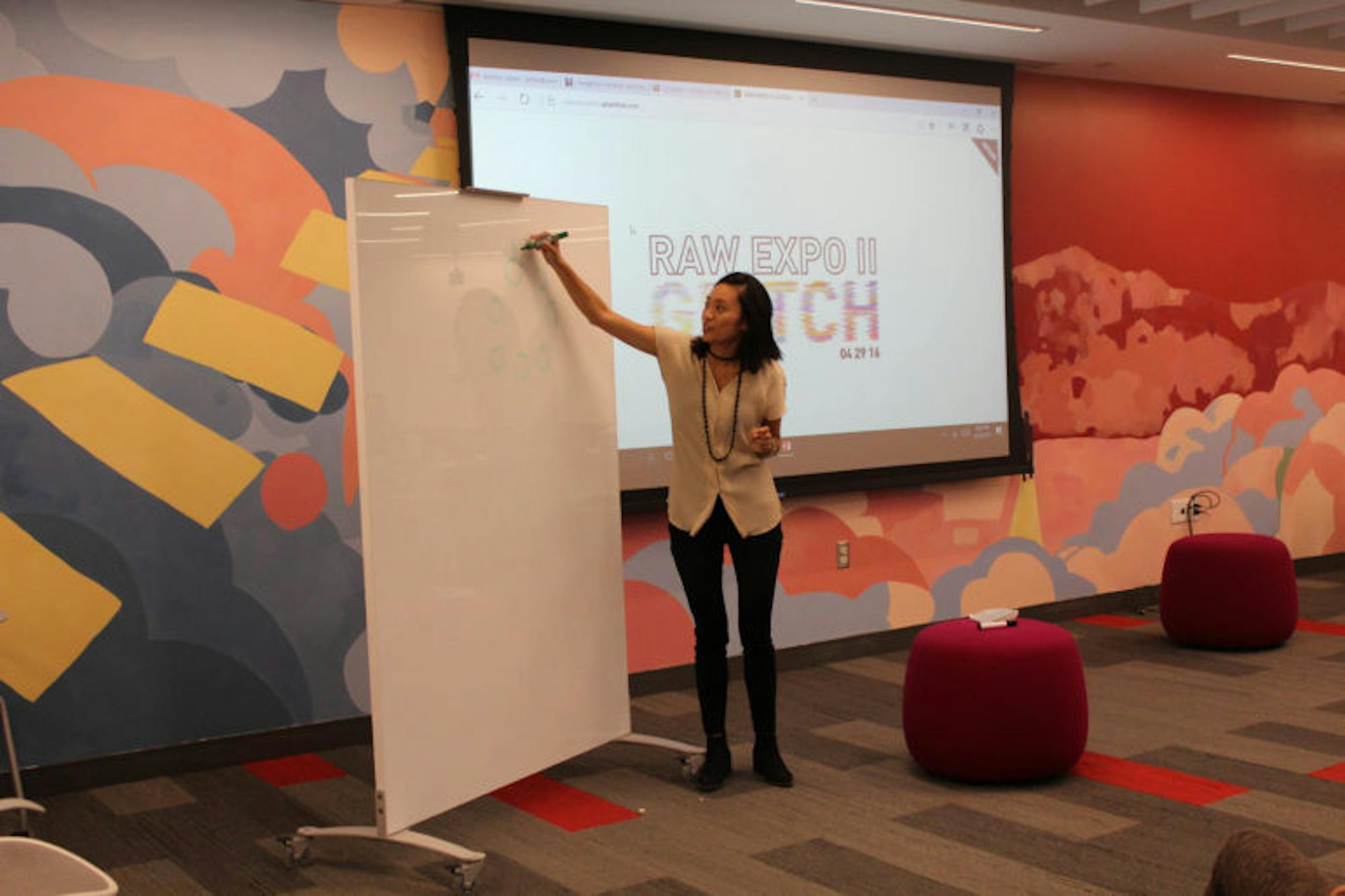 Pamela Chueh '17 details the process of starting Raw Expo at eHub's Creating Herstory event.