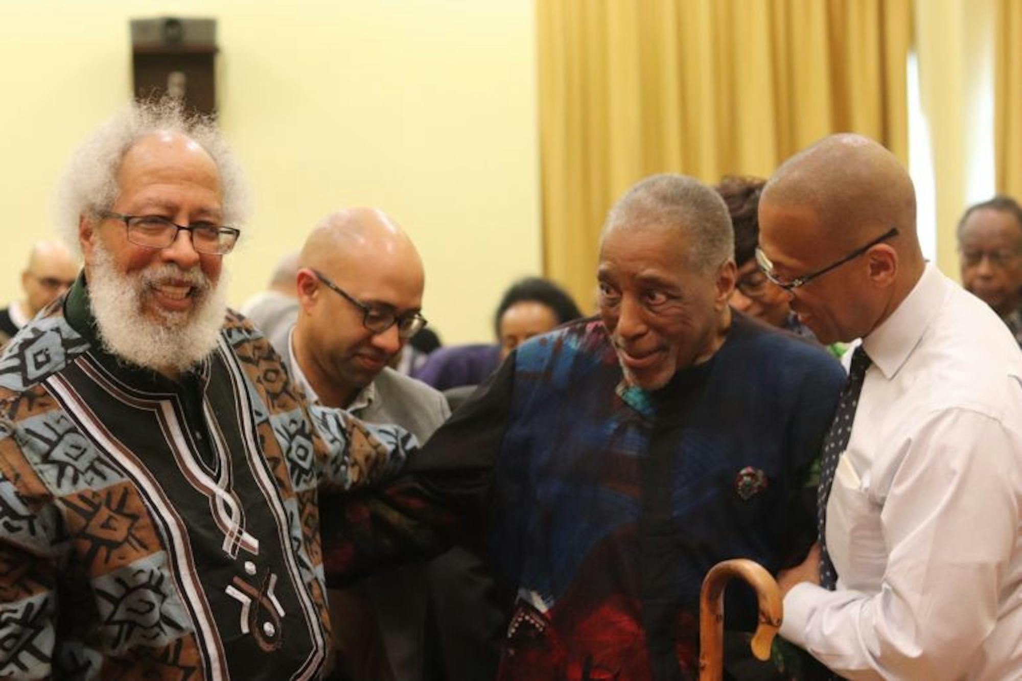 John Bracey and James Turner after the keynote speech on Saturday.
