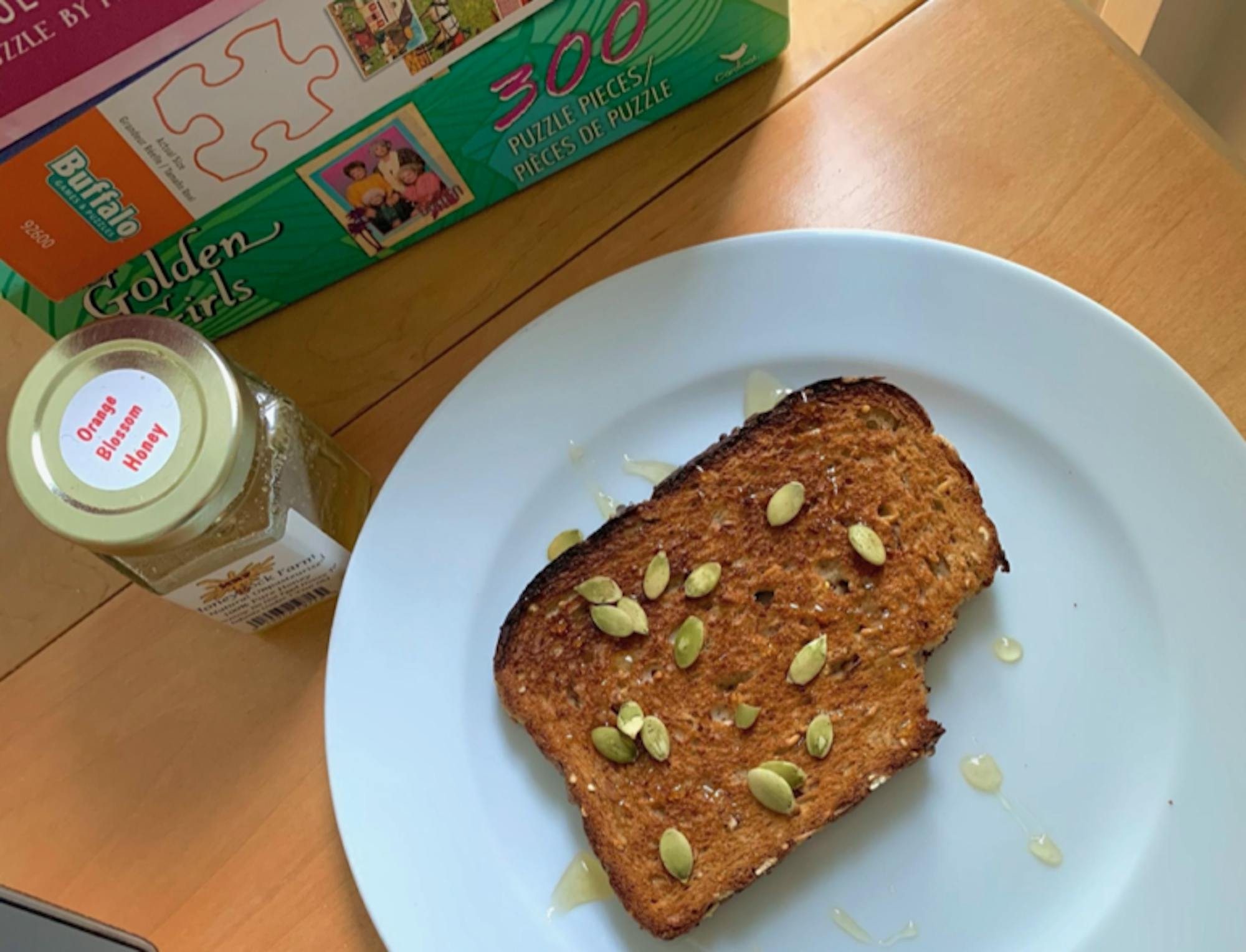 Honey drizzled toast. (Rae Specht / Sun Staff Writer)