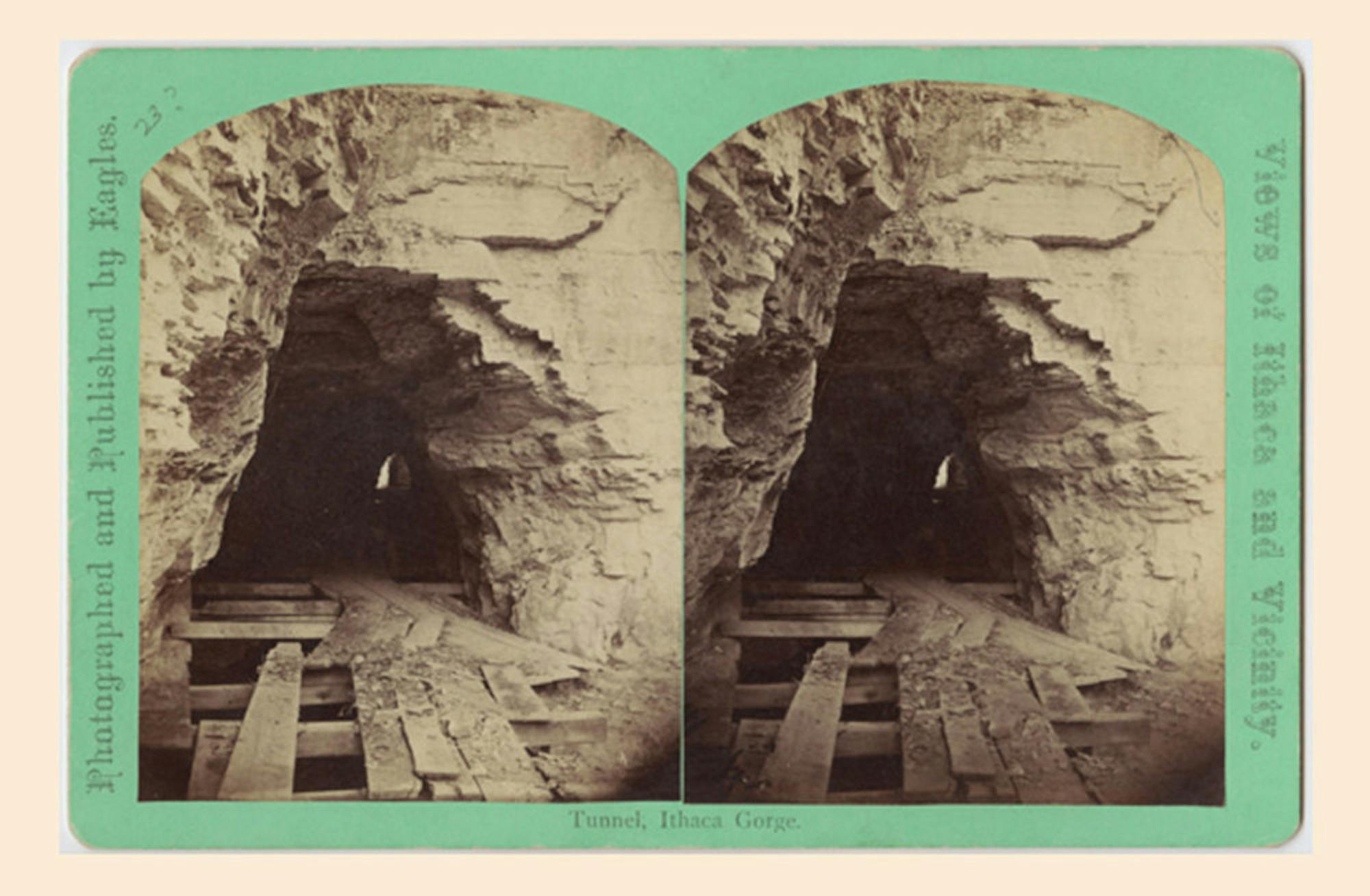 Ezra's Tunnel, which Ezra Cornell began building in 1830 and is pictured here in 1868.