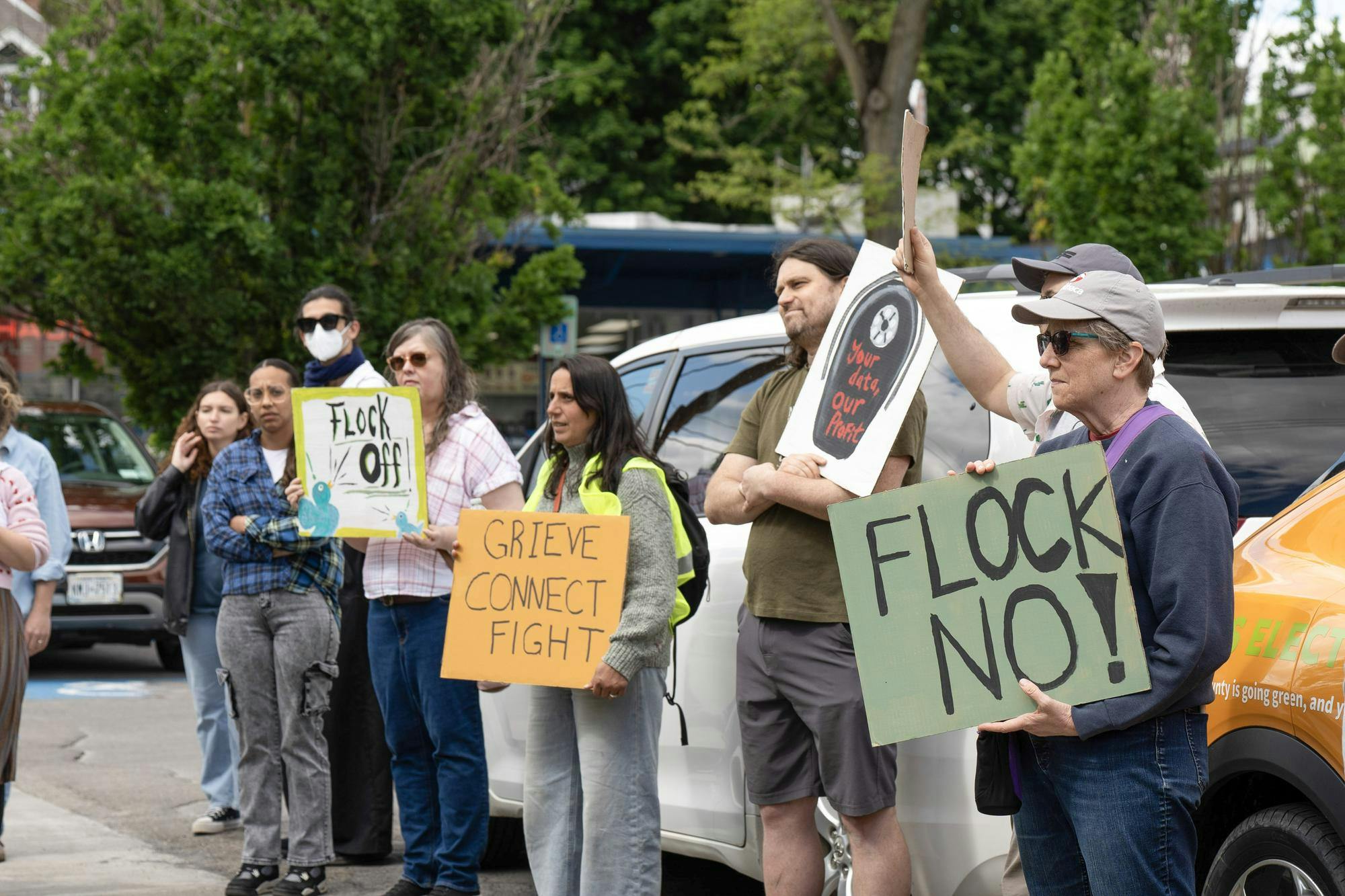 Flock Off! Protestors