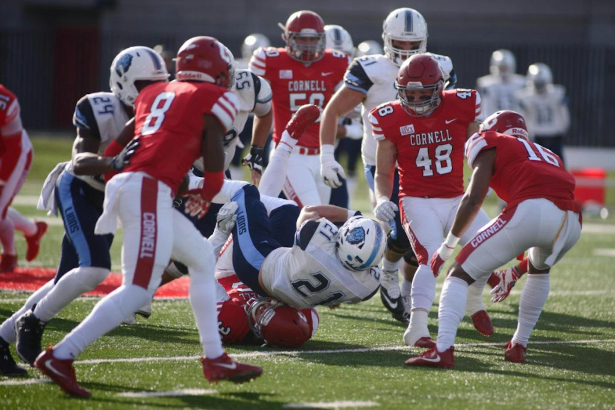 Cornell was unable to contain Chris Schroer, who scorched the Red defense for 183 yards on the ground.