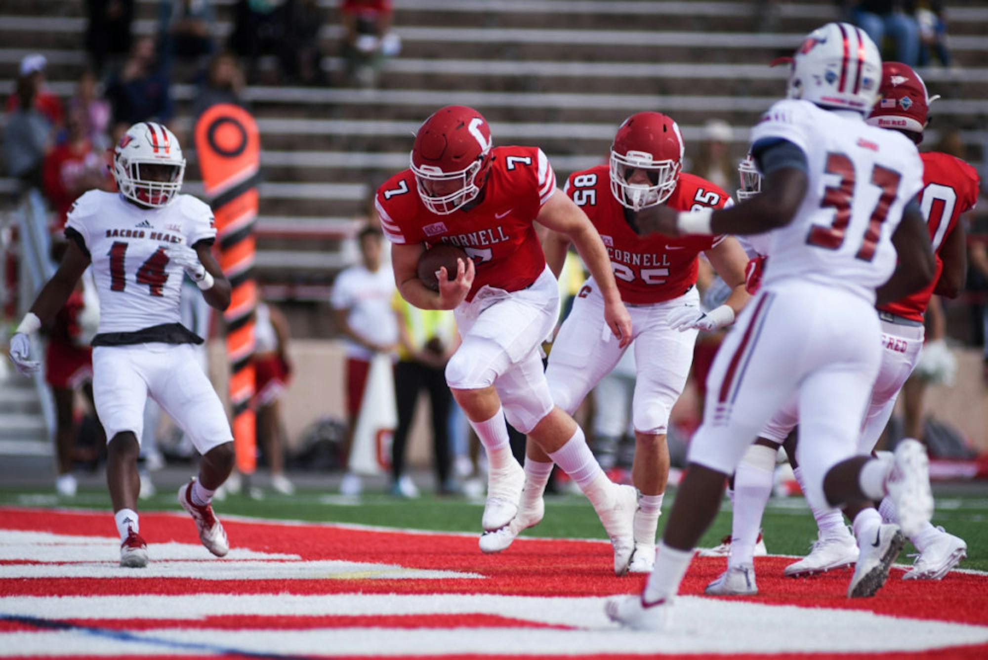 Senior quarterback Dalton Banks finds his way to the endzone for his first of two total touchdowns. Banks moved into a tie for fourth place in program history for touchdown passes in the second quarter.