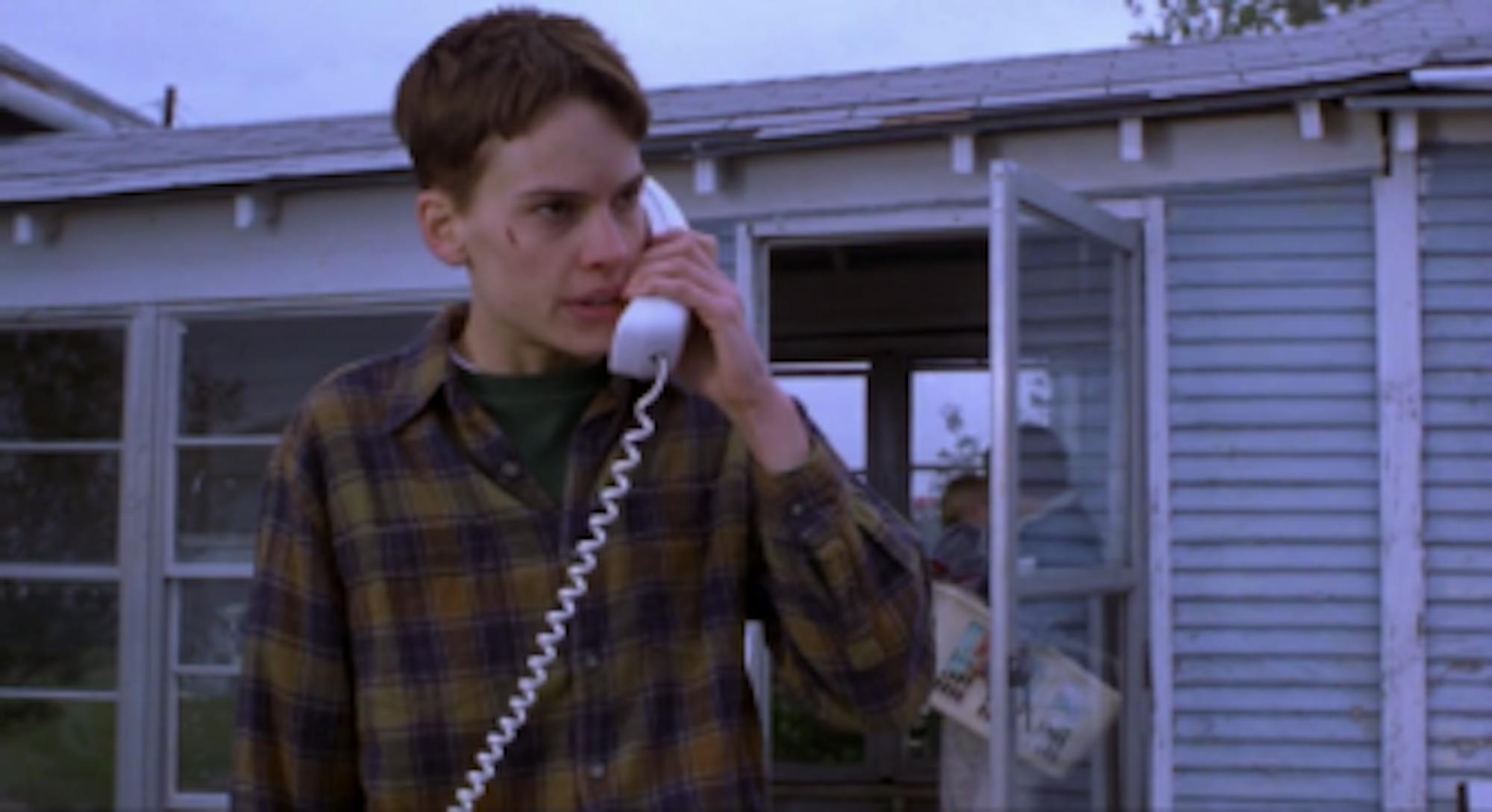 HIlary Swank as Brandon Teena in Boys Don't Cry.