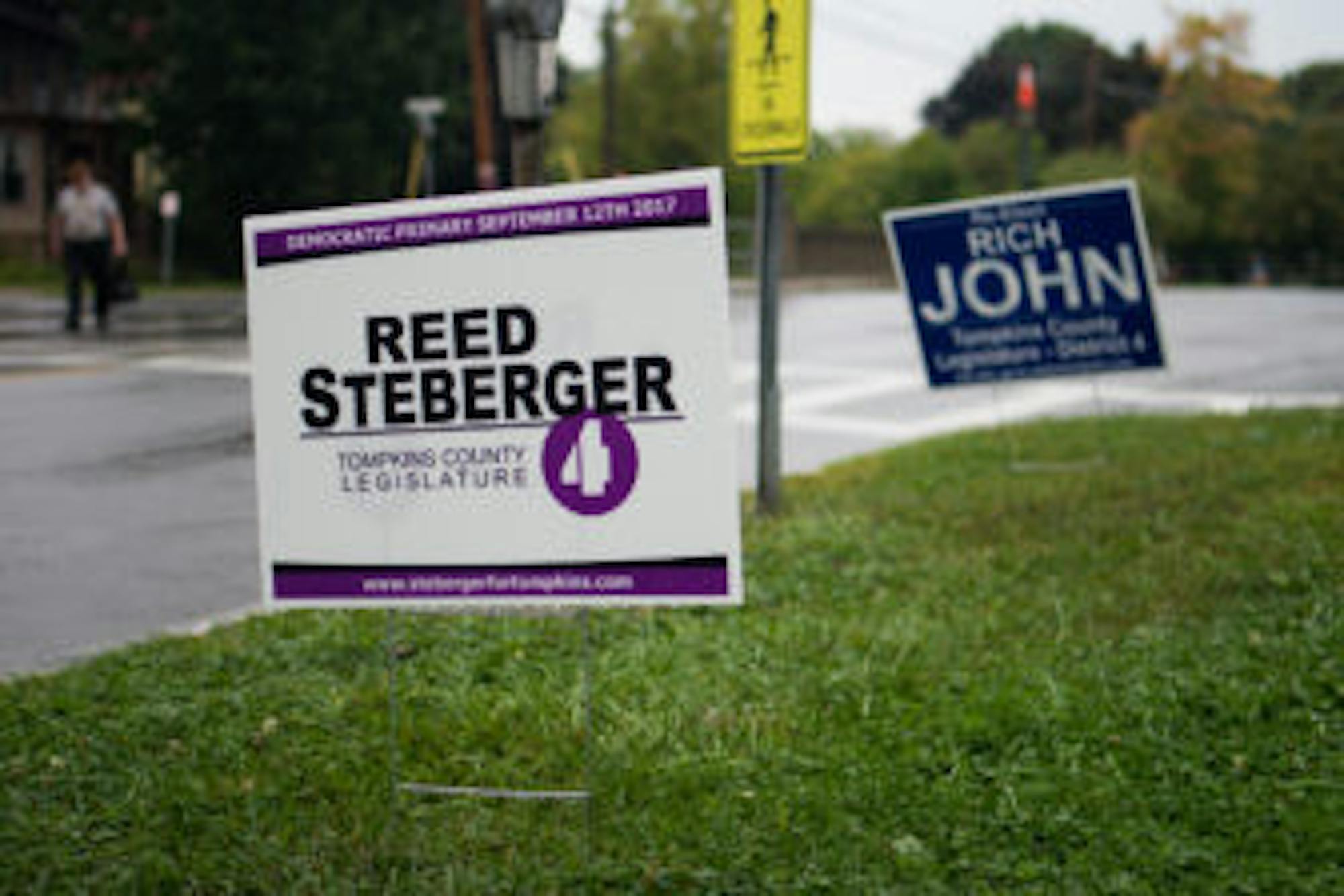 Reed Steberger '13 is running against the incumbent, Rich John '81, for the District Four spot on the Tompkins County Legislature.