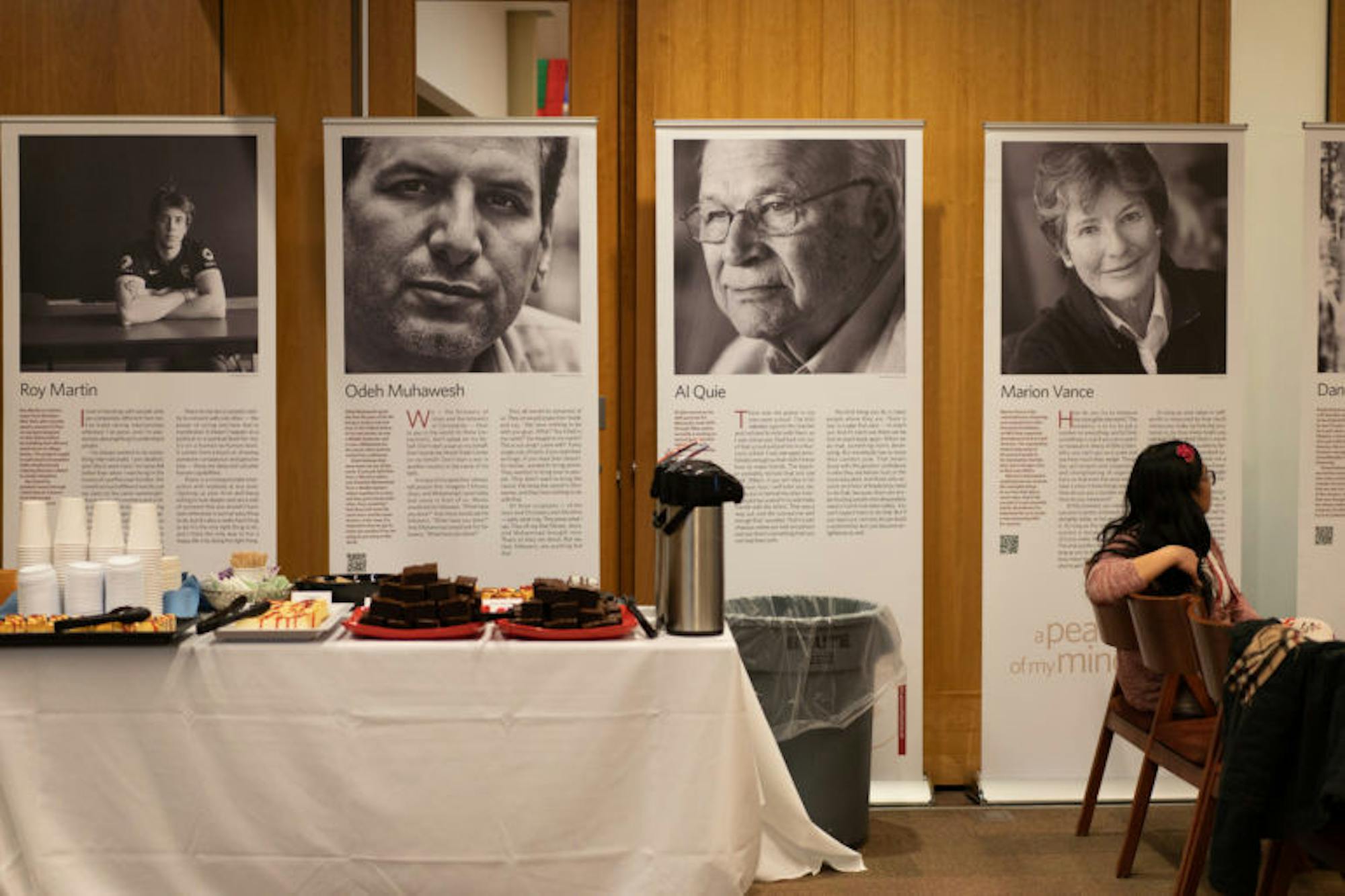 Award-winning photographer and peace activist John Noltner brought his photo exhibition to Alice Cook House on Wednesday. The photo series, consisting of portraits of individuals from across the country, sought to promote dialogue and inspire social change. (Jing Jiang / Sun Assistant Photography Editor)