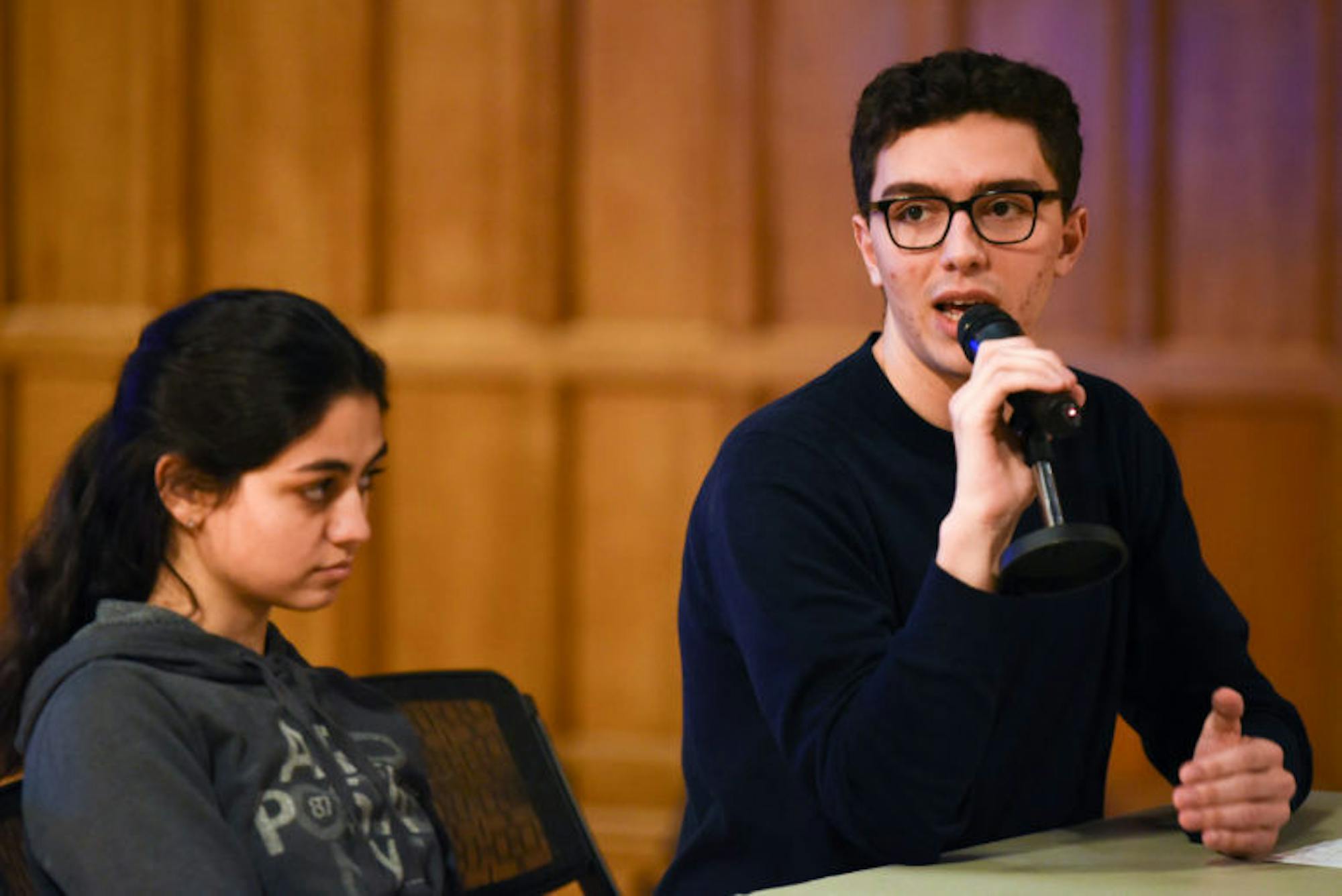 College of Arts & Sciences representative Julian Kroll speaks at the Student Assembly meeting at Willard Straight Hall on November 14th, 2019.