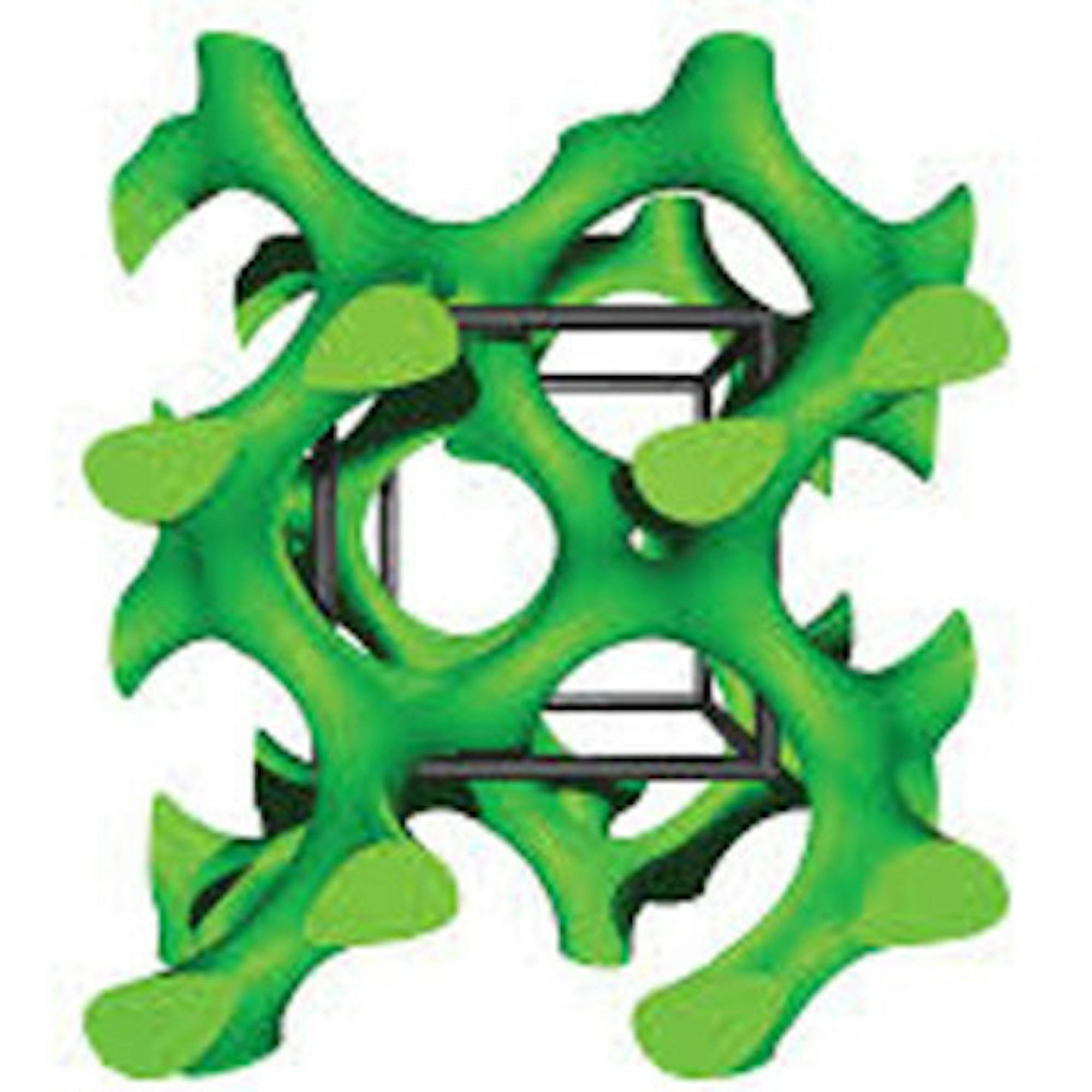 Computer simulation of gyroid structure observed in superconducting materials