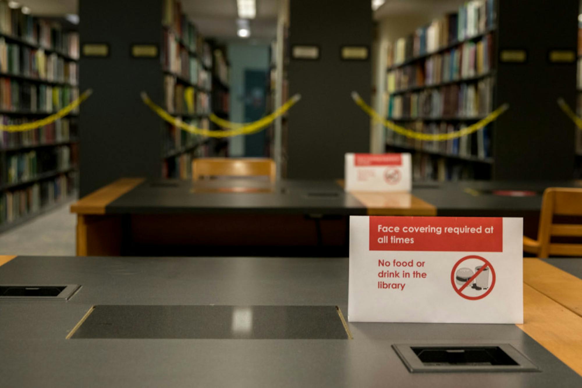 Mann Library is much emptier this fall, and signs enforcing social distancing procedures are dispersed throughout the study spaces.