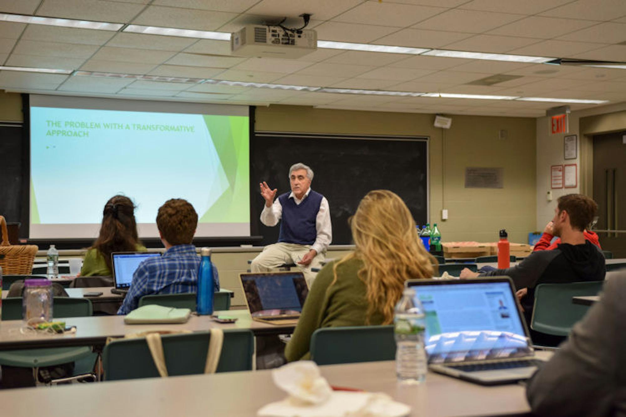 Professor Rocco Scanza, engages his class in a heated discussion on the continuing relevance of 1962.