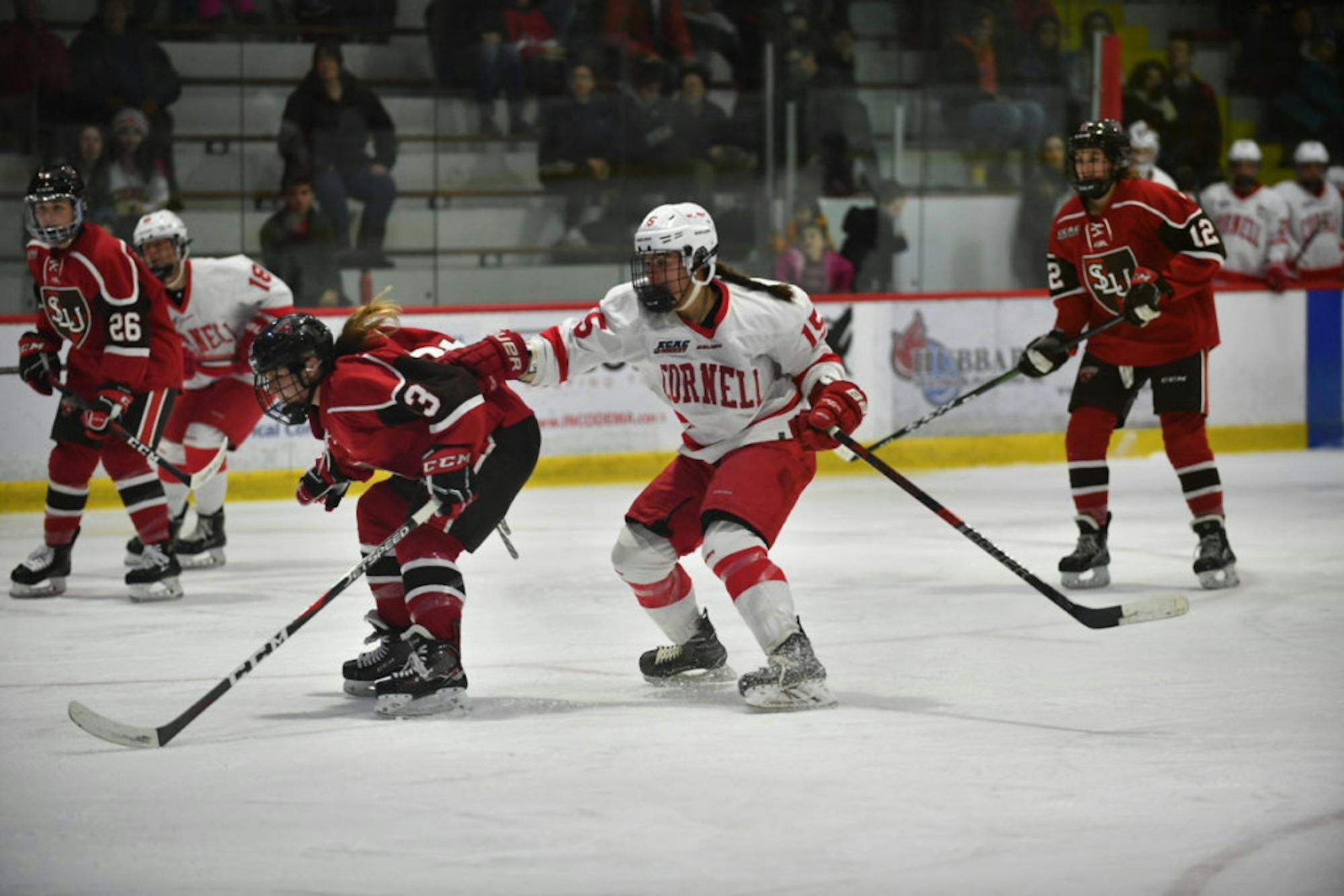 At St. Lawrence with a new backstop in net, Cornell held the Saints to one goal in an overtime tie.
