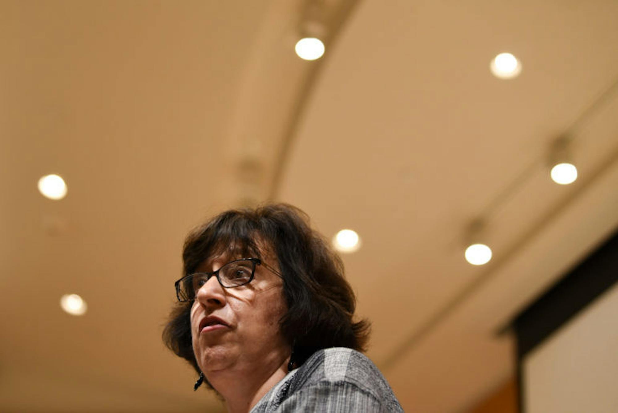 President Martha E. Pollack spoke to faculty and staff about the University's progress in the past year and her goals for the future at her annual address to staff on Tuesday. (Boris Tsang / Sun Assistant Photography Editor)