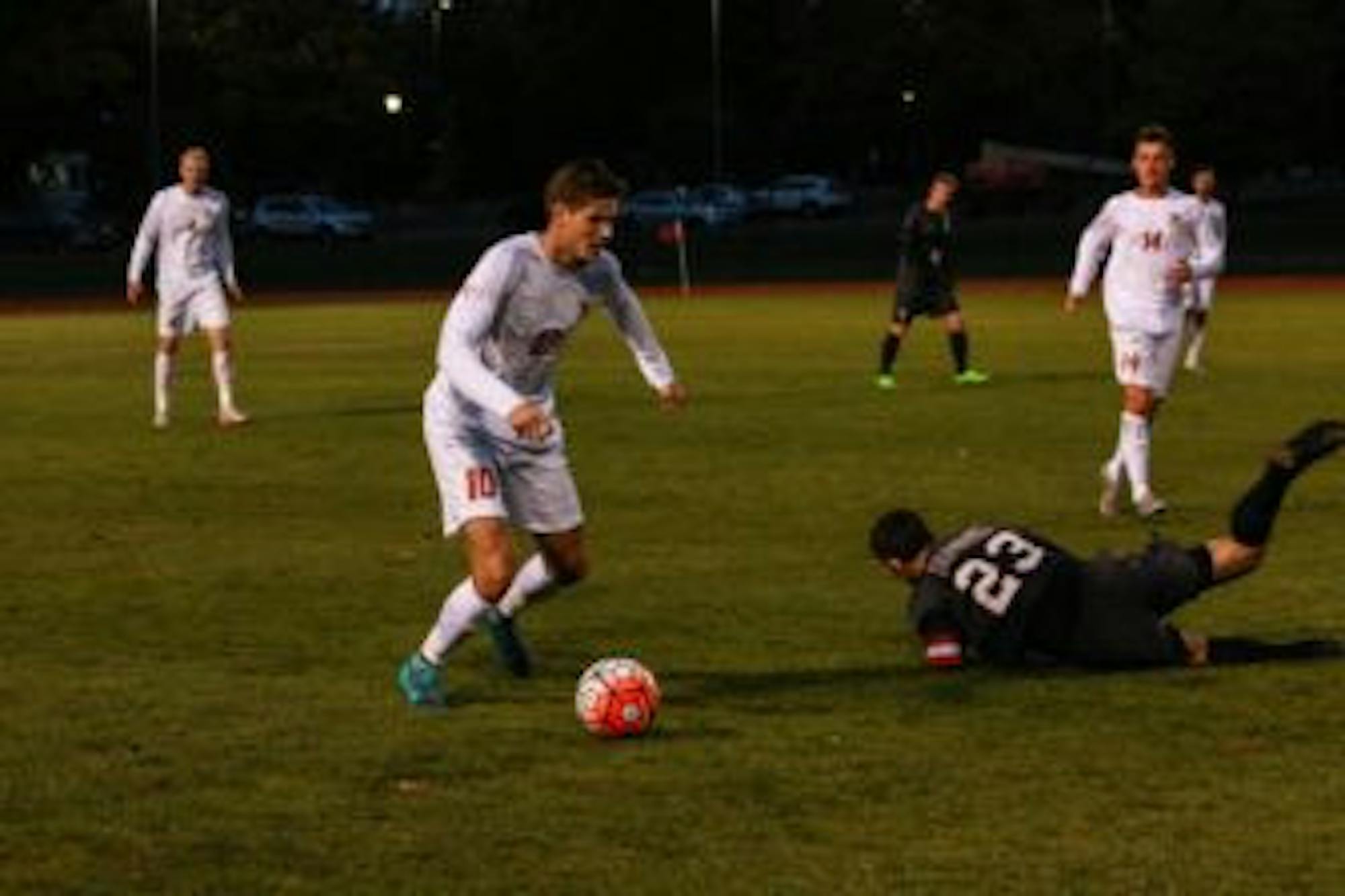 Senior Madison Heck (pictured) assisted on freshman George Pedlow's first collegiate goal against Binghamton in a 1-1 tie.