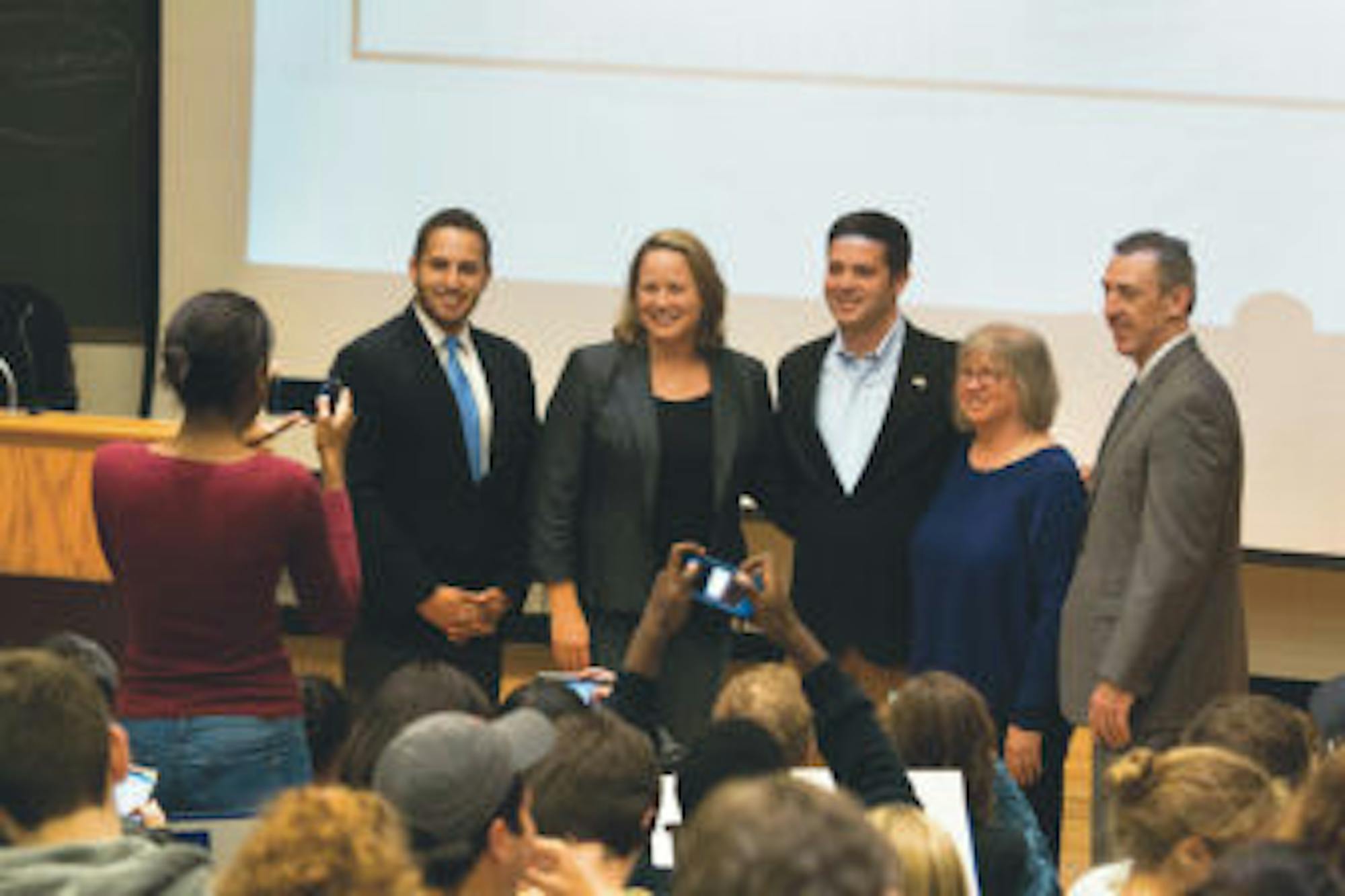 Democratic politicians, including congressional contender John Plumb attended a Get Out the Vote Rally on Nov. 3.