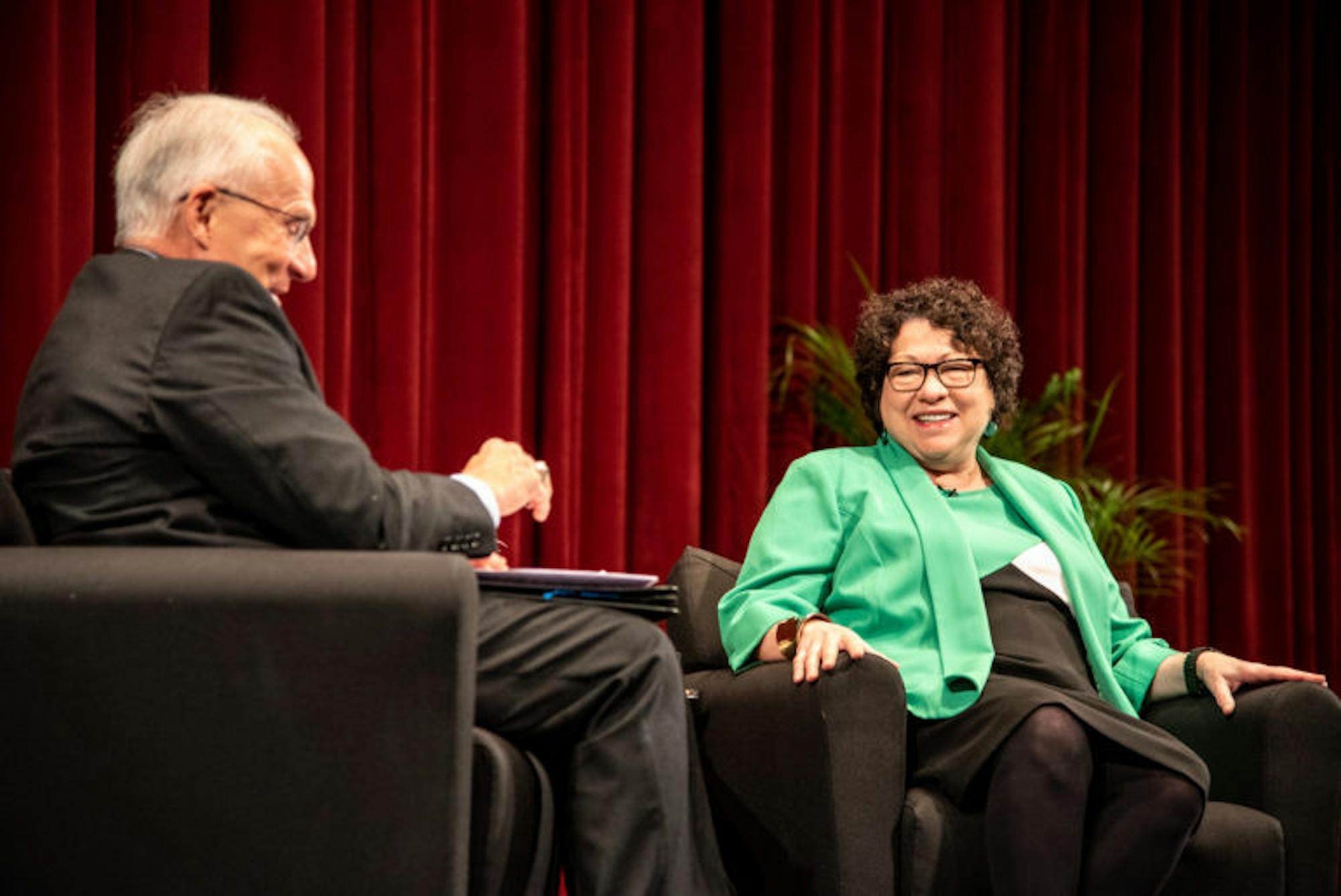Retired federal appeals court judge Richard C. Wesley J.D. '74 and Sonia Sotomayor at a