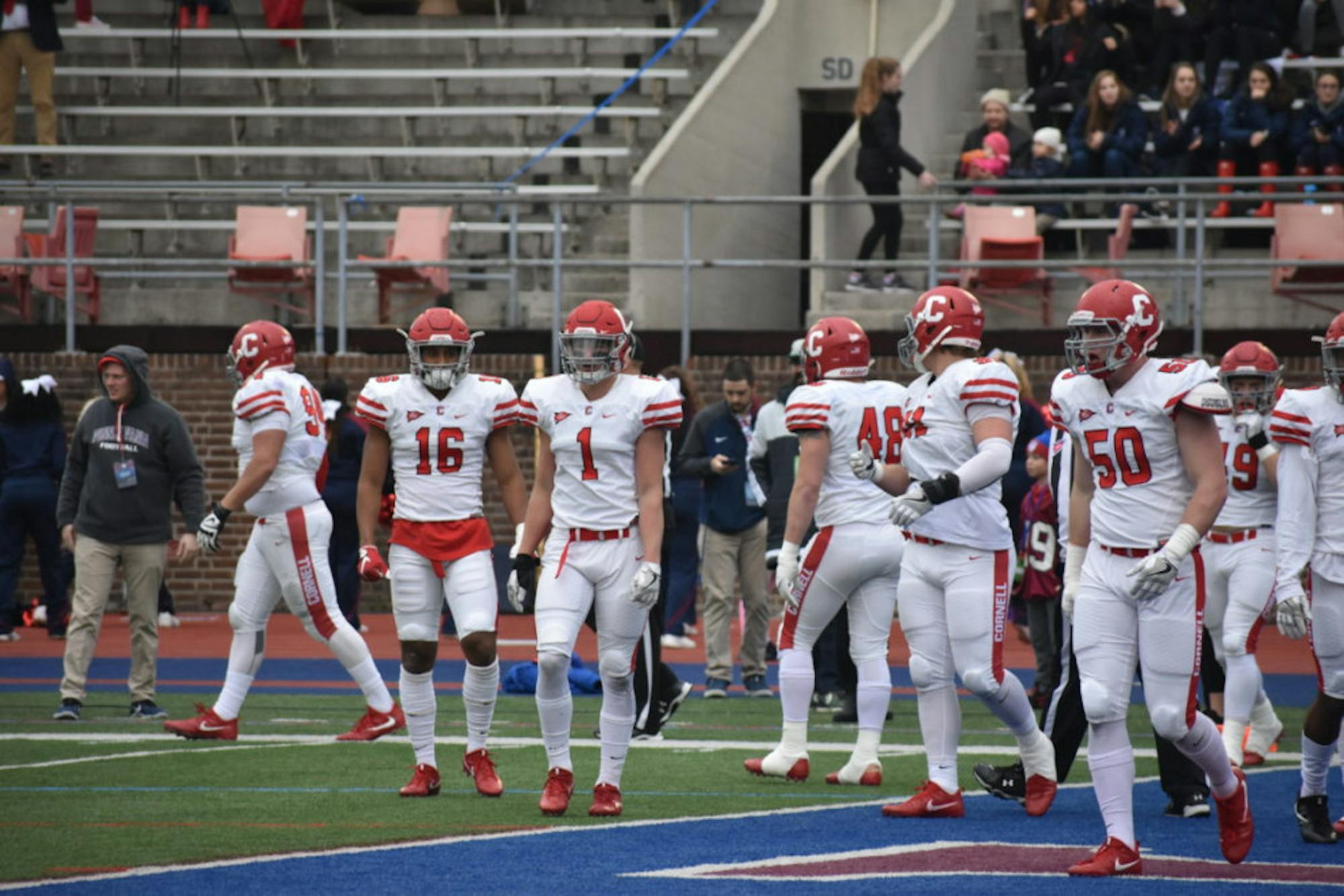 Look for Phazione McClurge (#1, center) to be a key player for the Cornell defense.
