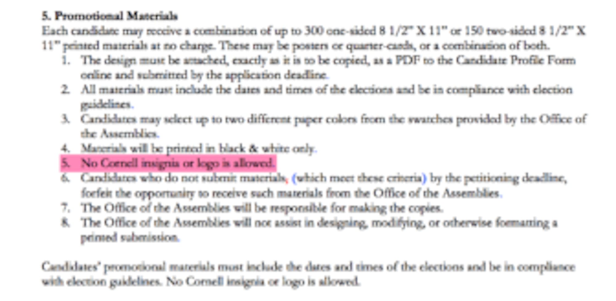 The Student Assembly Elections Committee ruled that Varun Devatha violated Article I, Section B, Part 5, Item 5 of the election rules, above.