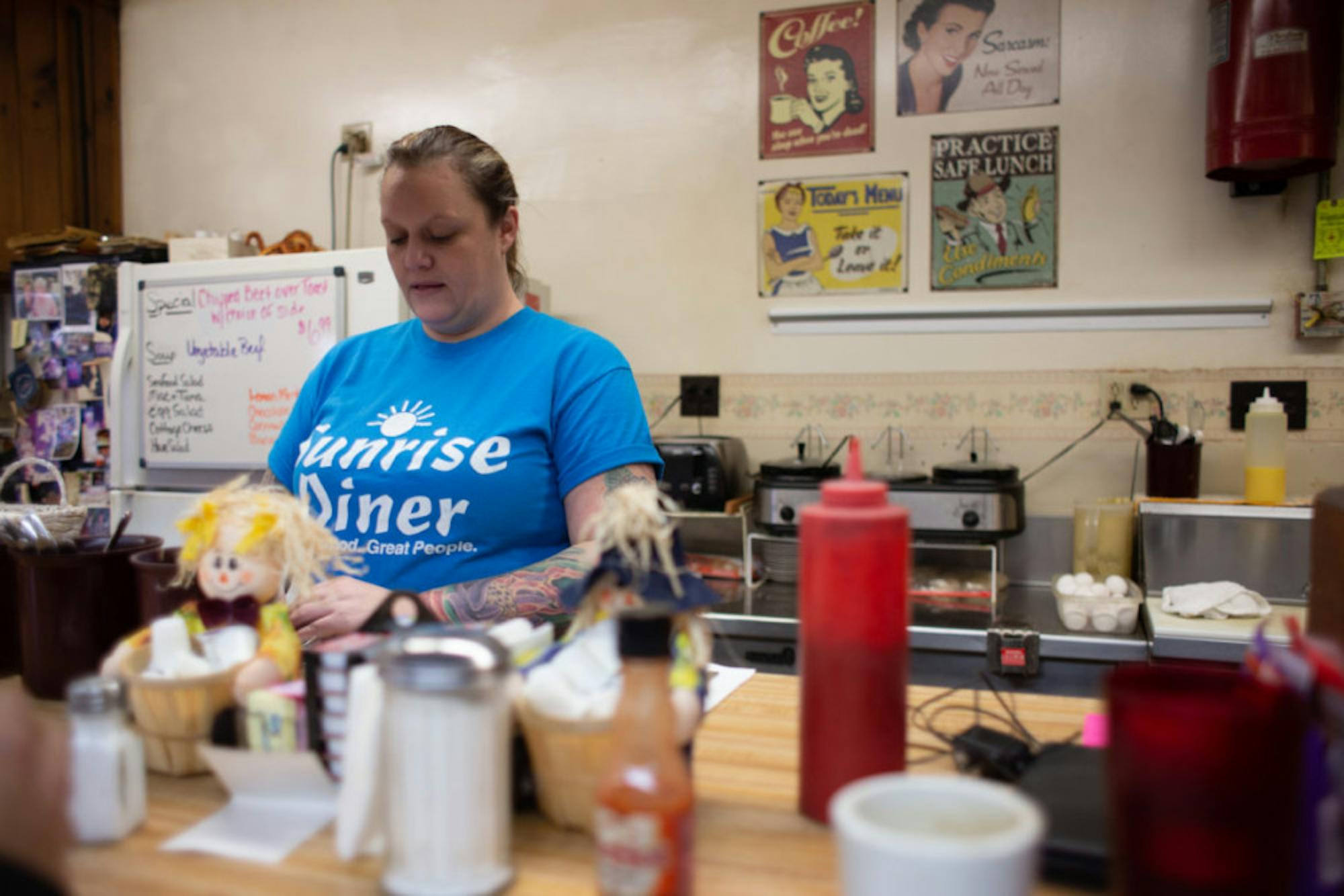 Shannon Clancy, a lifelong resident of Hamilton County, serves breakfast at the Sunrise Diner.