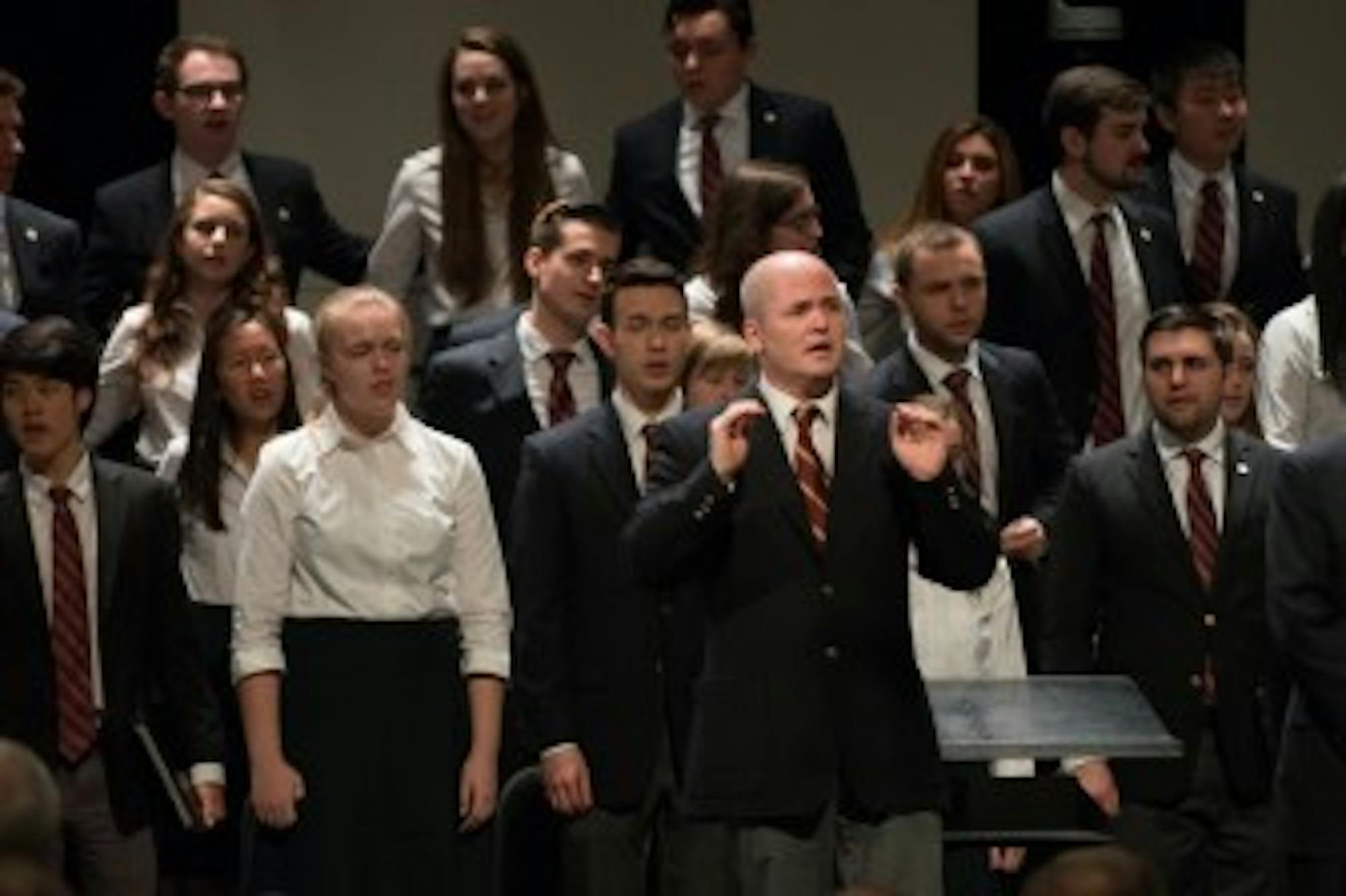 The Cornell University Chorus performs at President Elizabeth Garrett's memorial service.