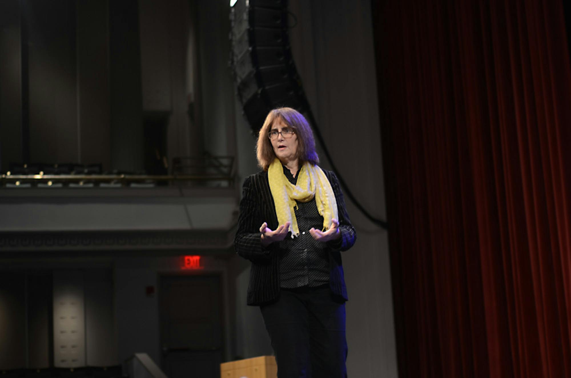 A speaker addresses the issues facing the LGBT community at the IvyQ conference in Bailey Hall this weekend. (Jade Song / Sun Staff Photographer)