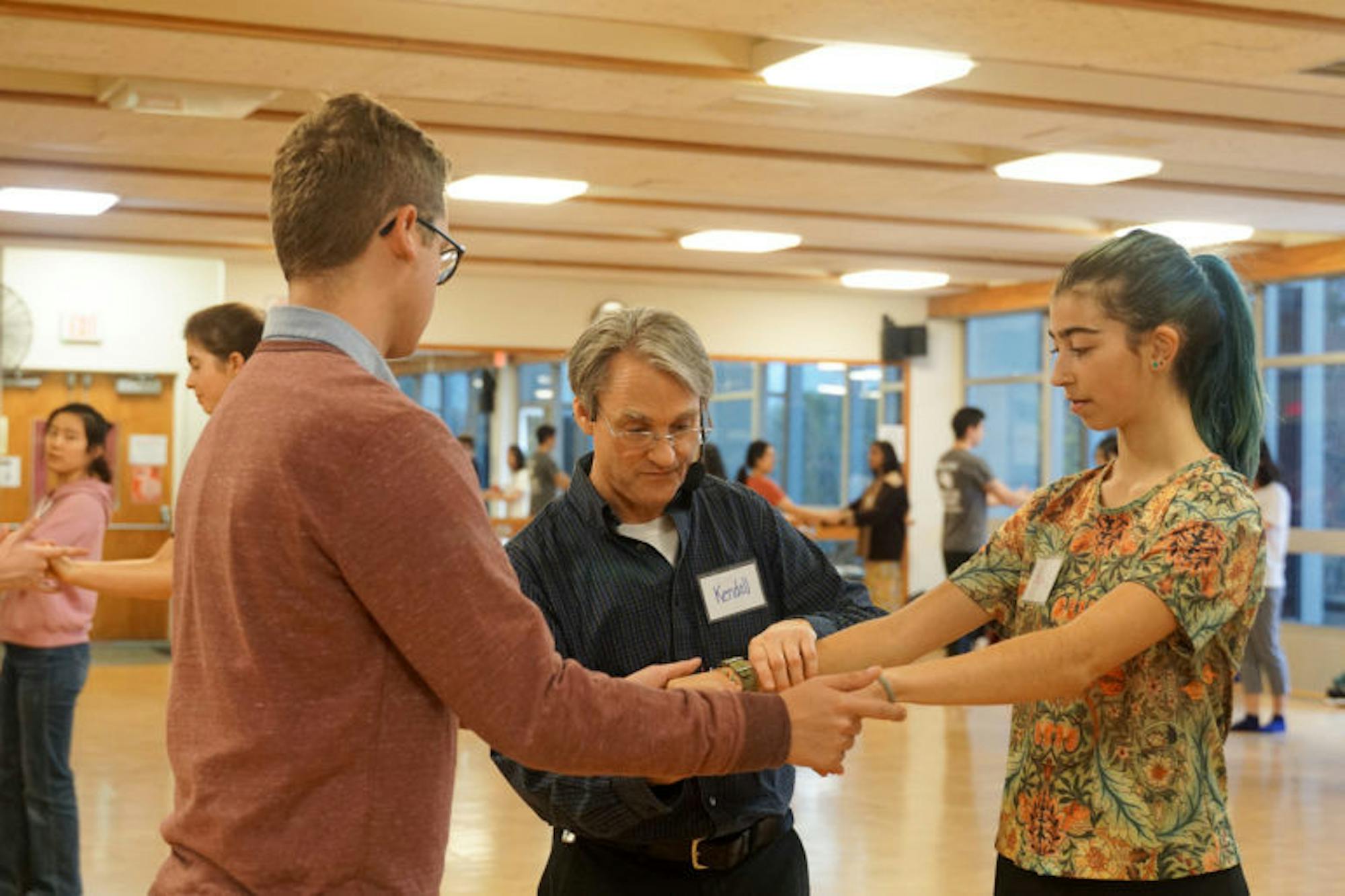 The instructor of Intro to Swing Dance 1, Kendall McAdams, teaching the dance steps on October 27, 2019.