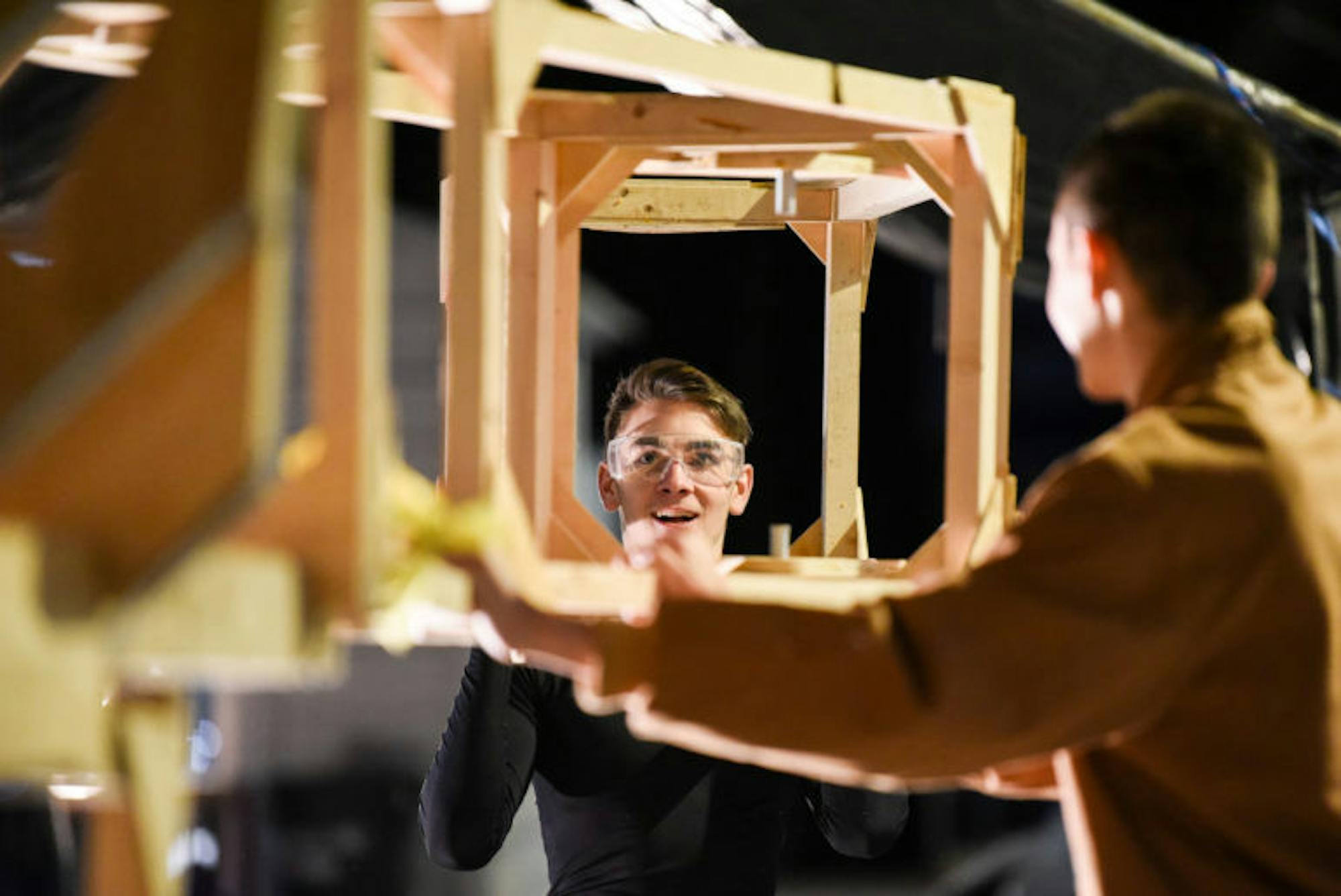 Turner Andrasz ’22 marvels at the tail, which consisted of multiple segments that could be swiveled from side to side.