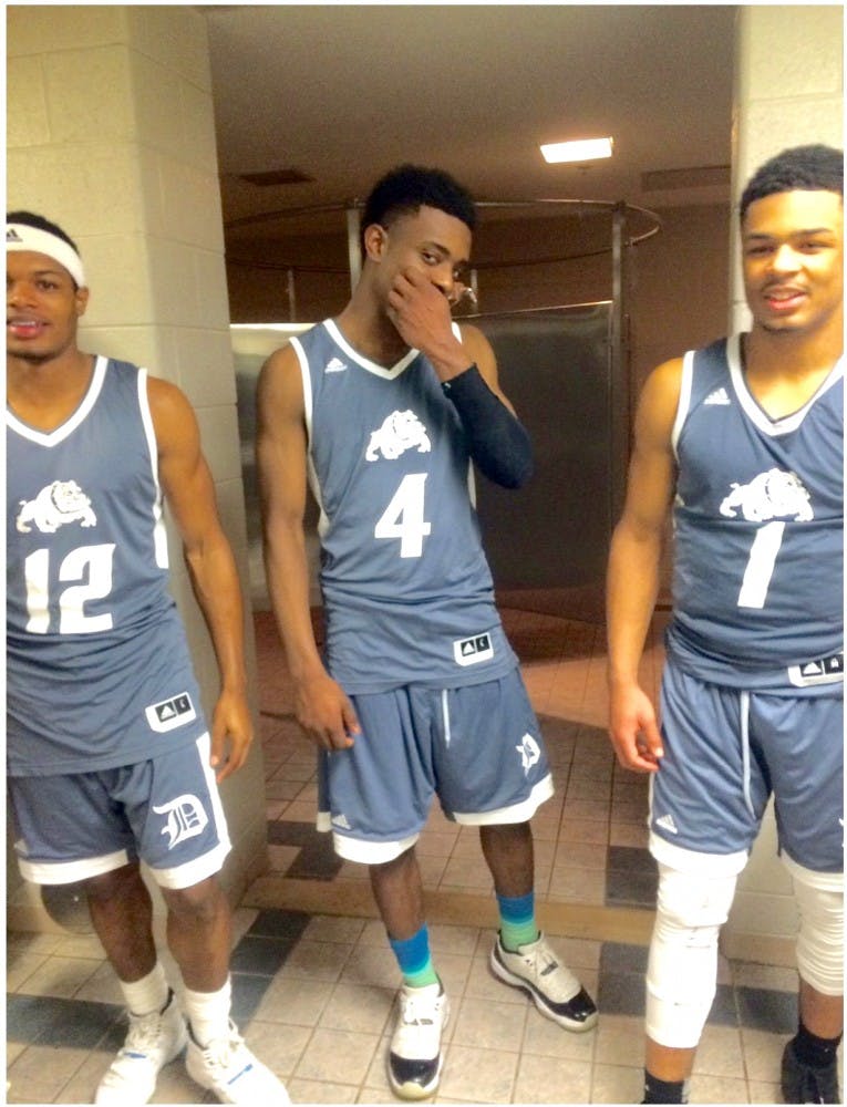 The Loyola basketball team is having a great season thanks to senior Blaine Woodland, left; senior Earnest Adams, center; and sophomore Pierre Mitchell.