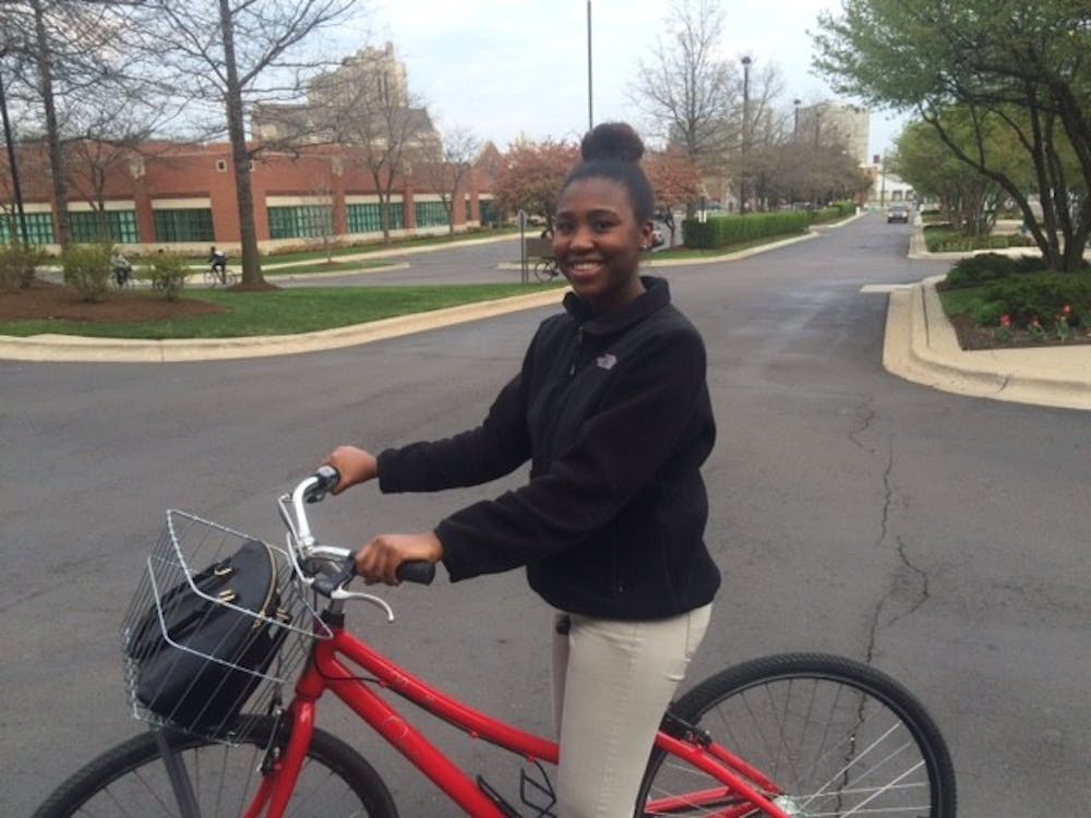 <p>Cass Tech's Kaelyn Collins is ready to ride -- or roll.</p>
