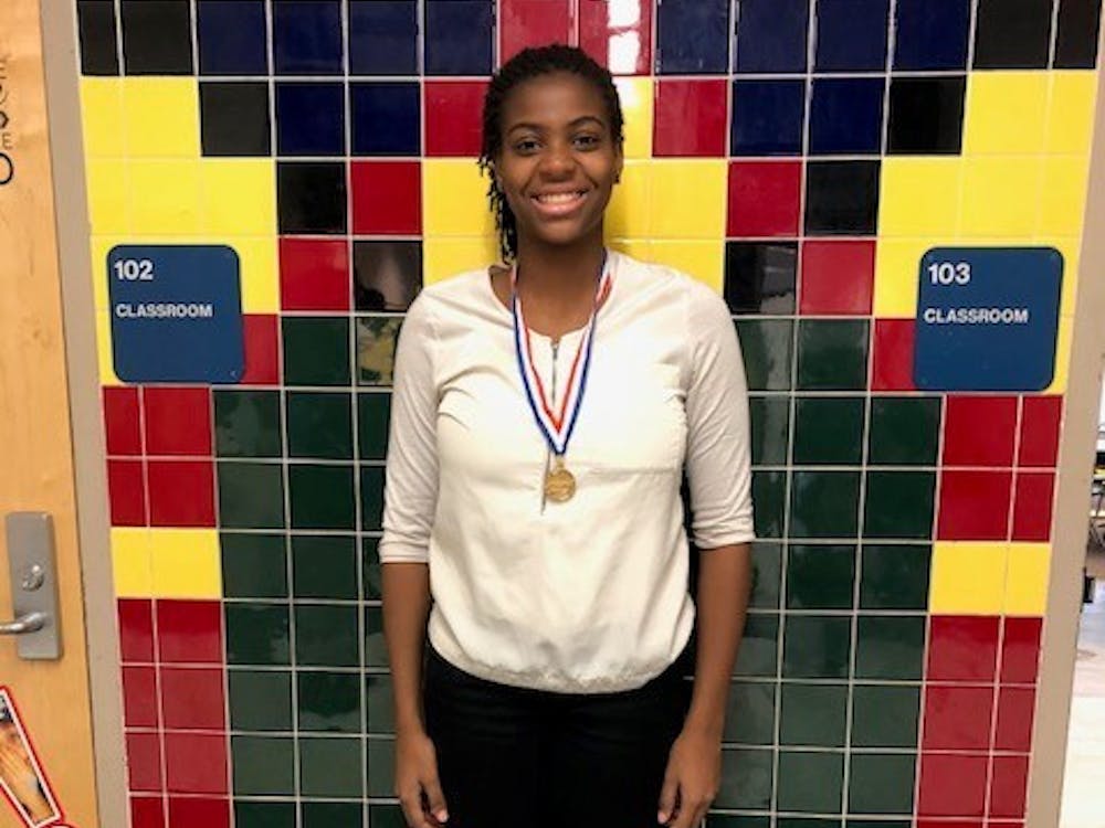 Sophomore Makayla Jackson shows off her medal a BPA competition.