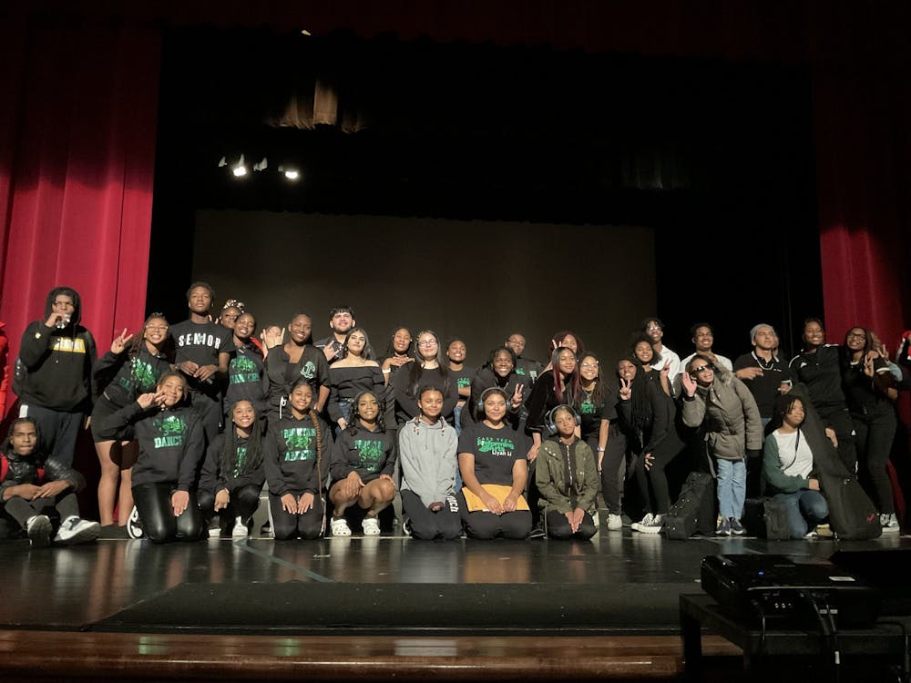 <p>Ms. Hicks said the live talent show "started at the top of the semester for my students in theatrical production management to learn about theatrical careers and all aspects of putting on a show." Hicks' seventh hour production students are pictured. Photo by Alauna Marable.<br>
</p>