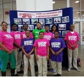 Douglass had nine middle school DAPCEP students participate in the Science & Engineering Fair of Metro Detroit this week in March.