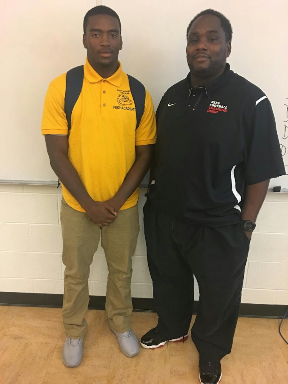<p>Bryant&nbsp;Brewer pictured with his football coach and mentor Rod&nbsp;Oden.</p>
