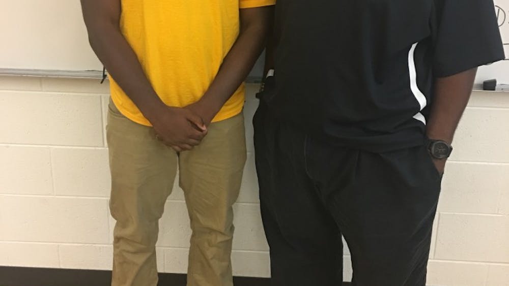 Bryant&nbsp;Brewer pictured with his football coach and mentor Rod&nbsp;Oden.