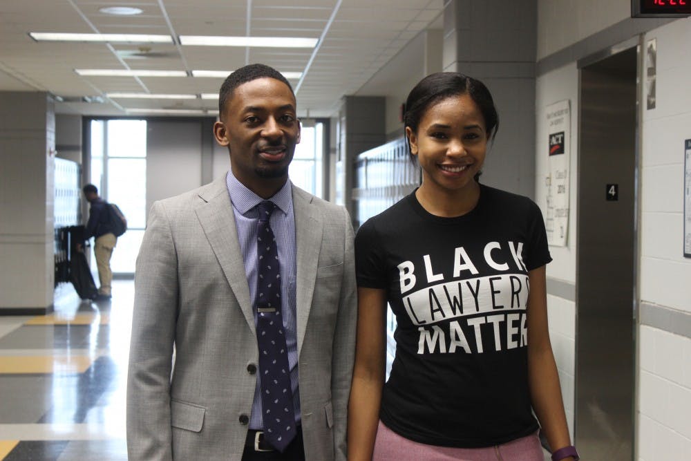 Michigan State University second year law students Chaz Gross and Angela White.